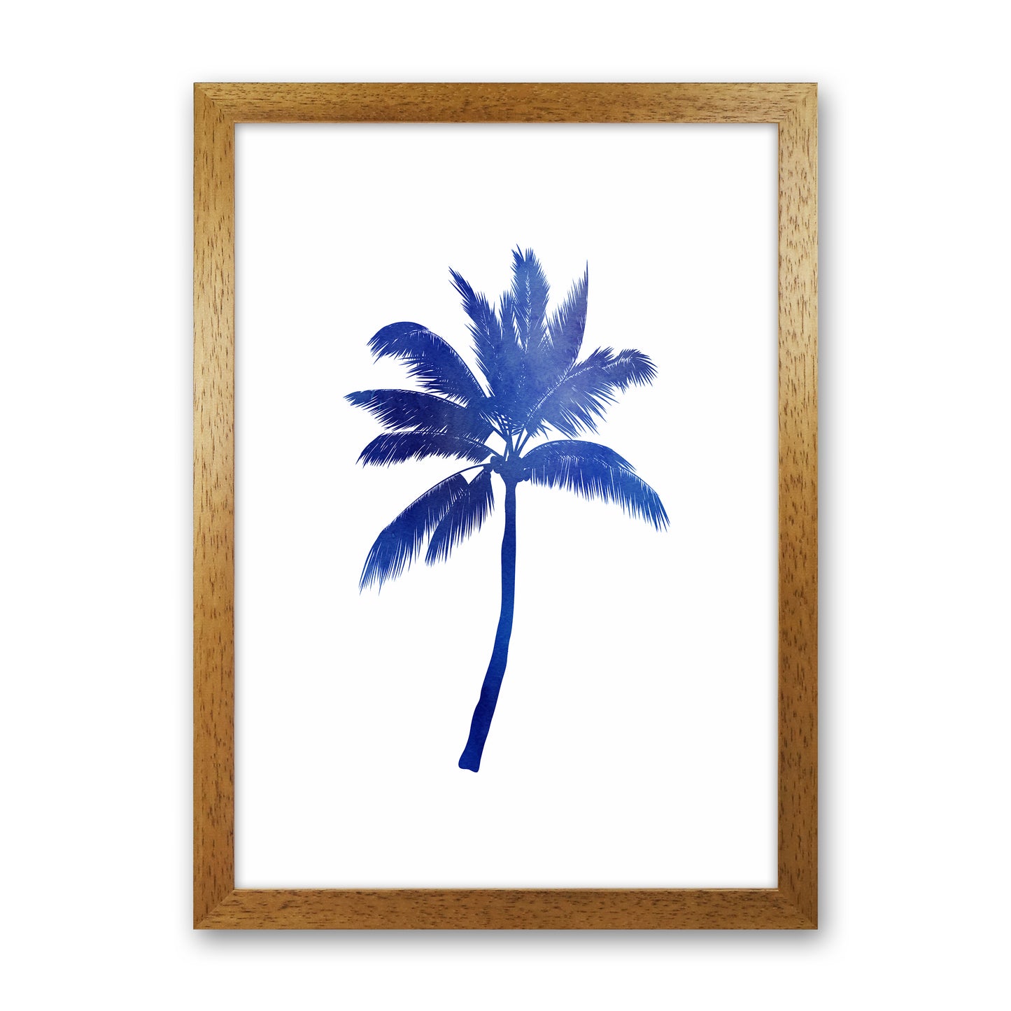 Blue Palm Tree Art Print by Seven Trees Design Oak Grain