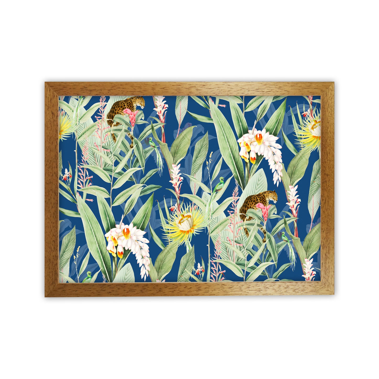 Leopard & Flowers Art Print by Seven Trees Design Oak Grain