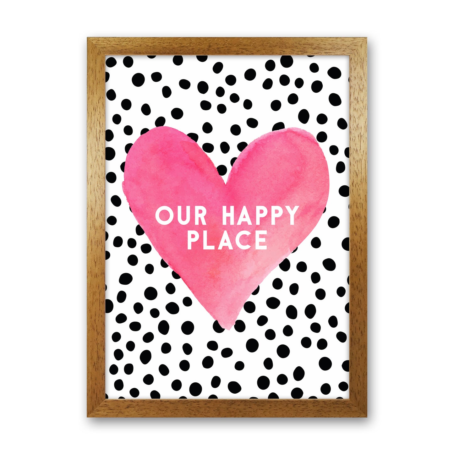 Our Happy Place Quote Art Print by Seven Trees Design Oak Grain
