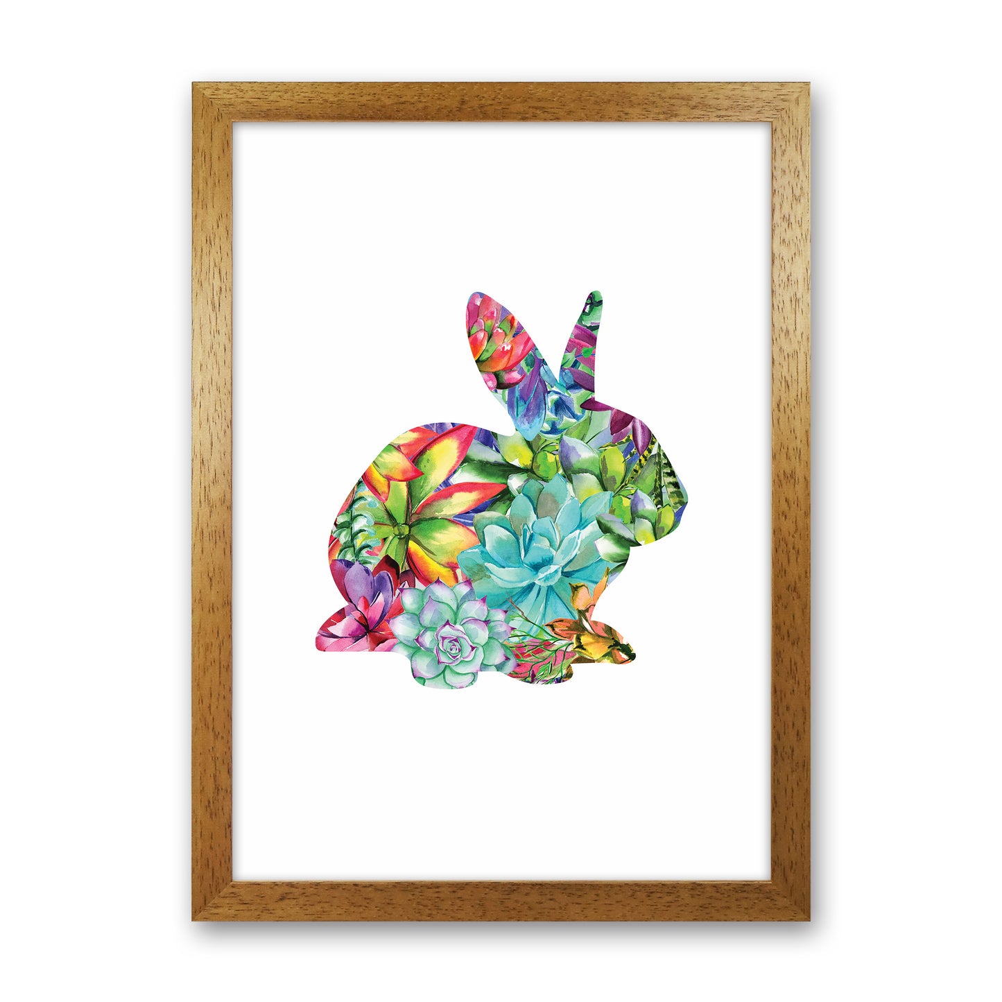 Succulents Bunny Animal Art Print by Seven Trees Design Oak Grain
