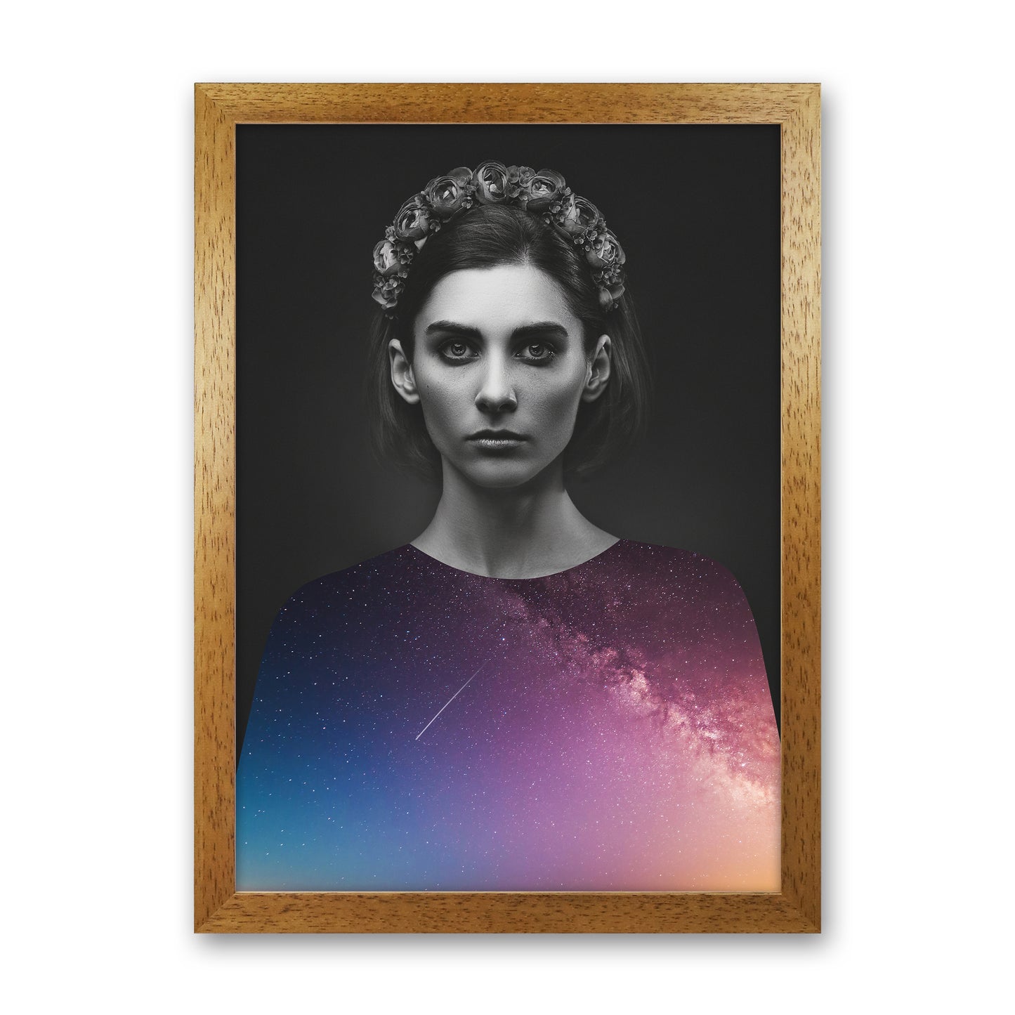 The Girl And The Stars Art Print by Seven Trees Design Oak Grain