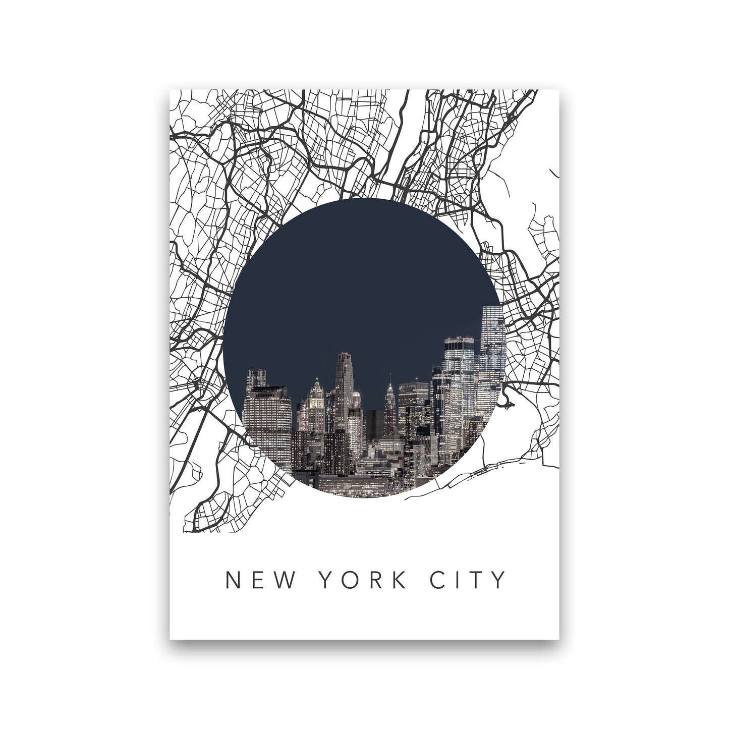 New York City Streets Collage Art Print by Seven Trees Design Print Only