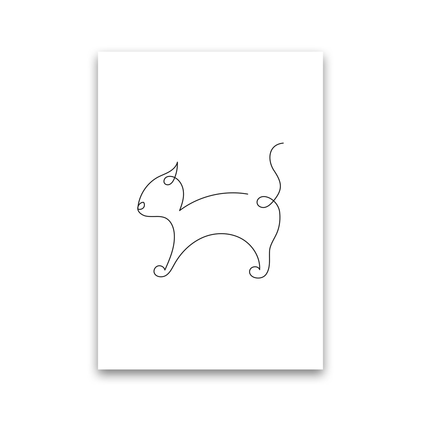 One Line Cat Art Print by Seven Trees Design Print Only