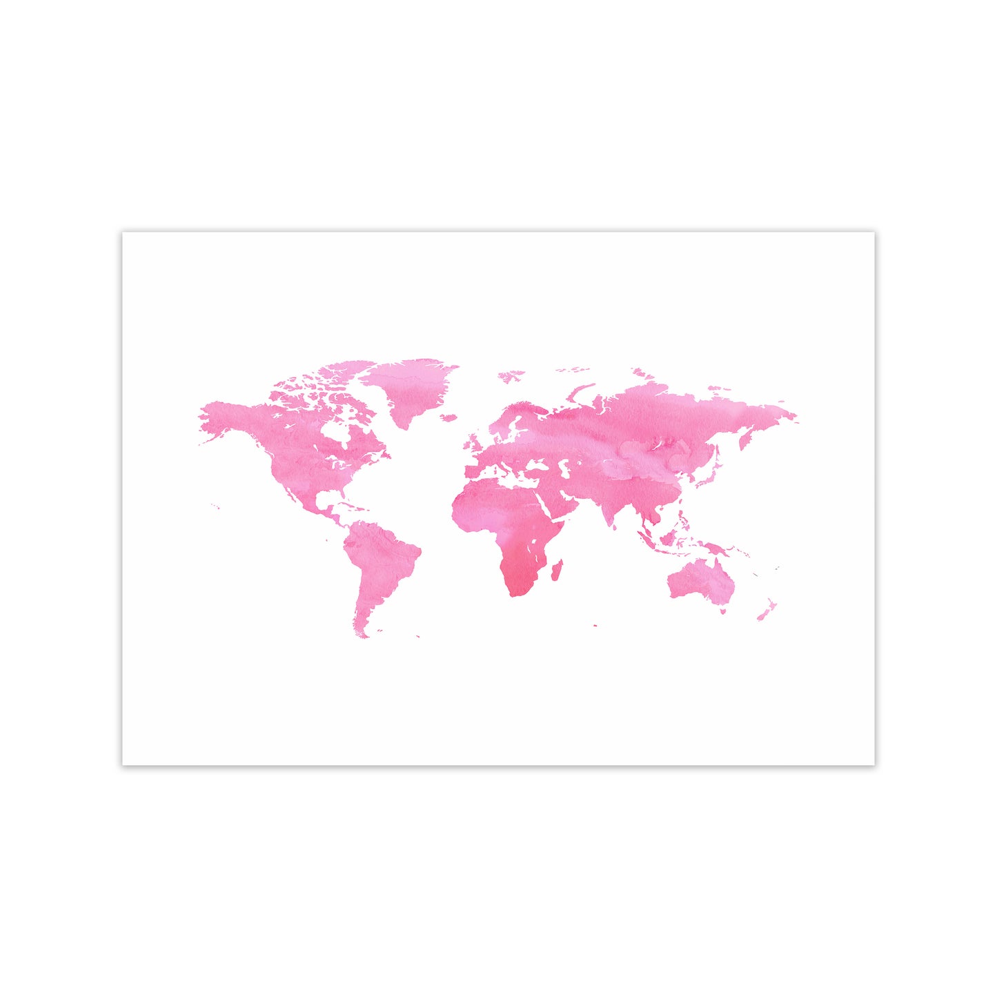 Pink Watercolor World Maps Art Print by Seven Trees Design Print Only
