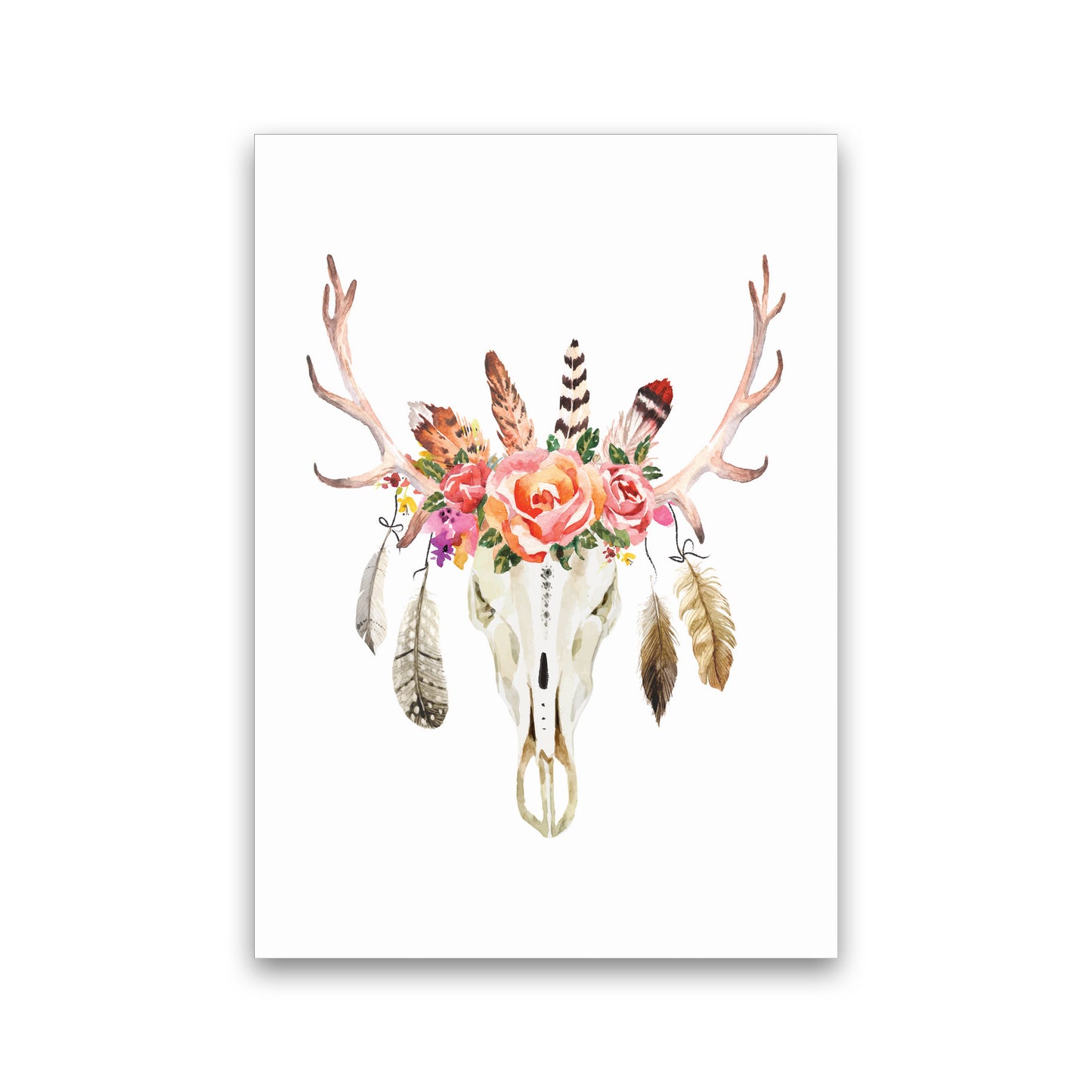 Boho cow skull Art Print by Seven Trees Design Print Only
