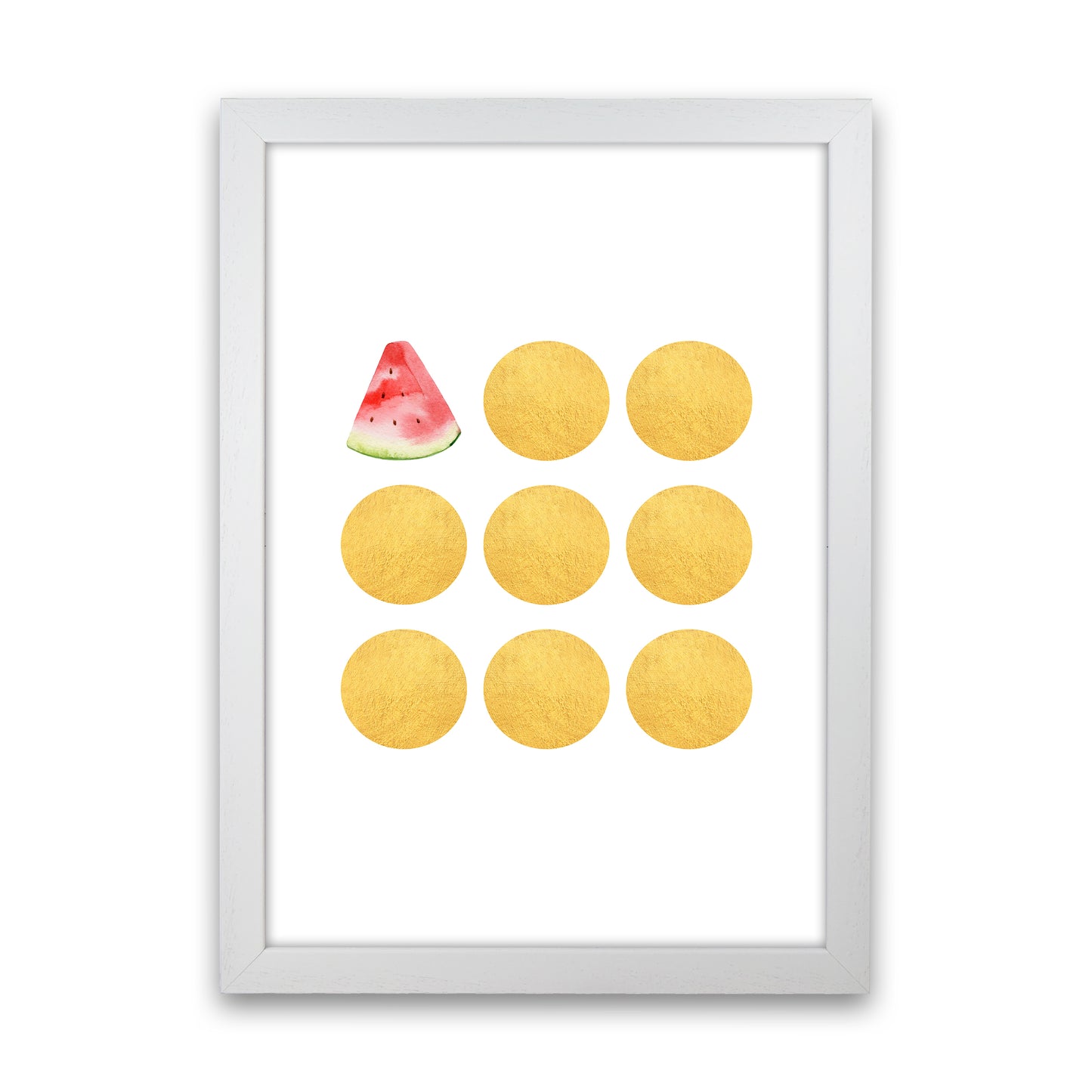 Gold Watermelon Kitchen Art Print by Seven Trees Design White Grain