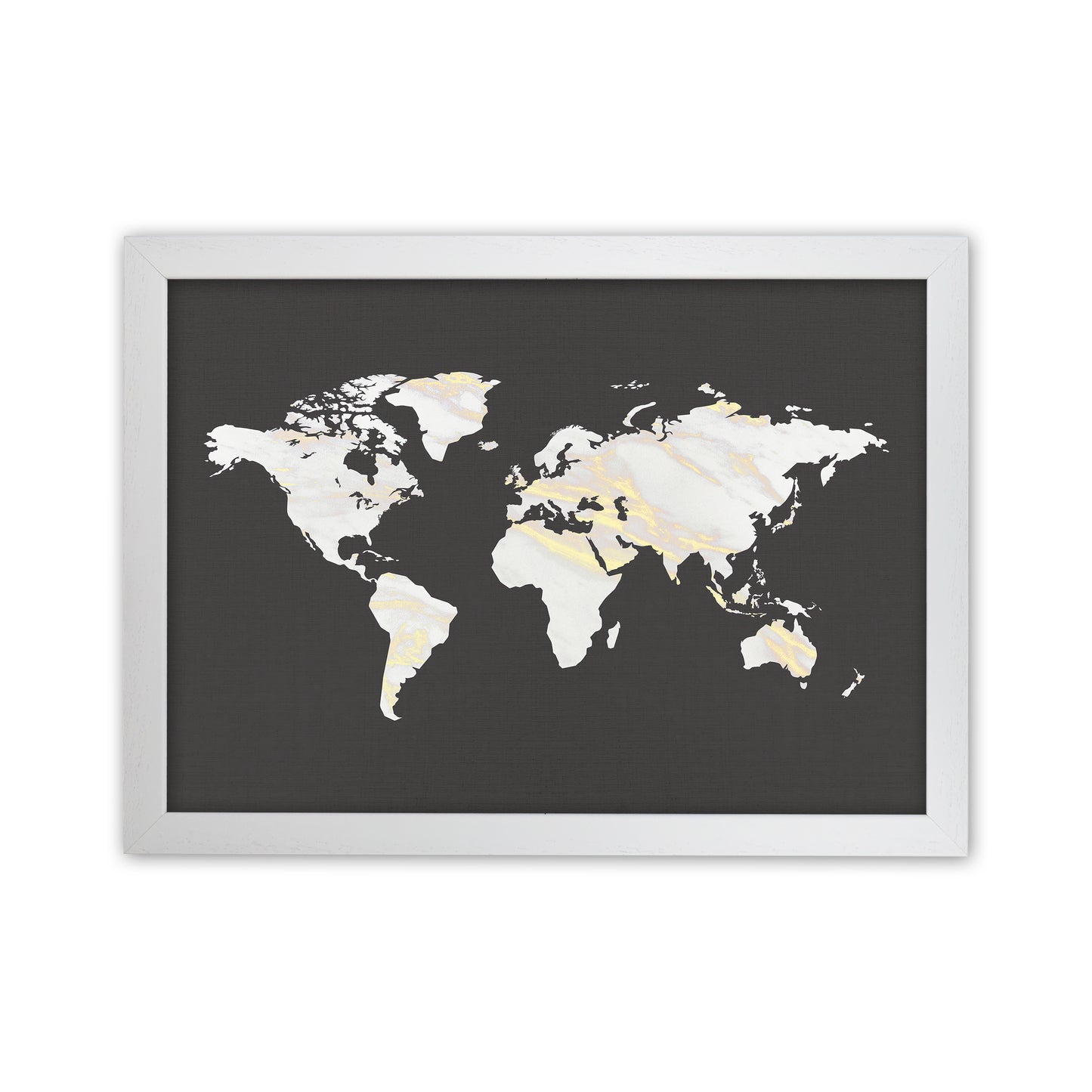 Marble Gold World Map Art Print by Seven Trees Design White Grain