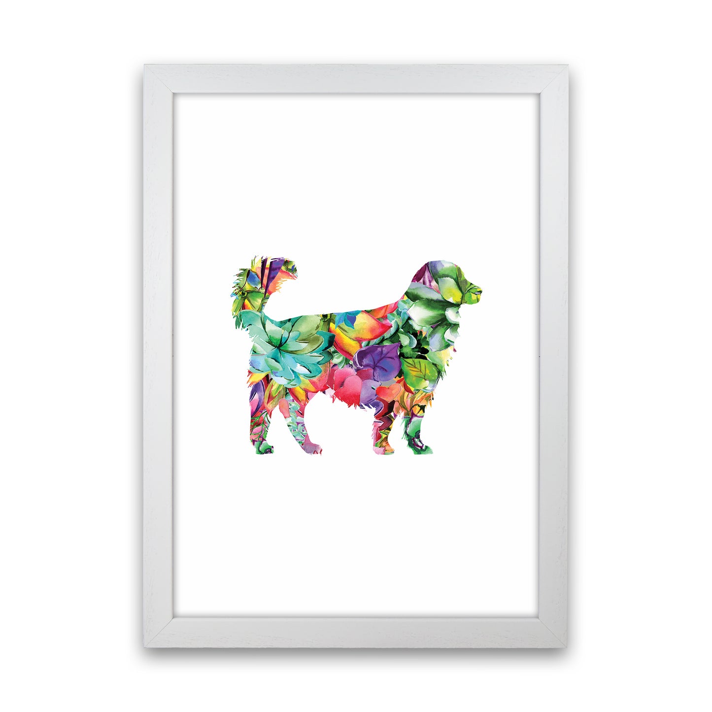 Succulents Dog Animal Art Print by Seven Trees Design White Grain