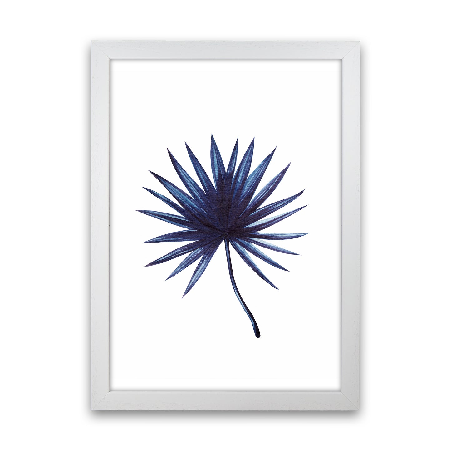 Watercolor Blue Leaf I Art Print by Seven Trees Design White Grain