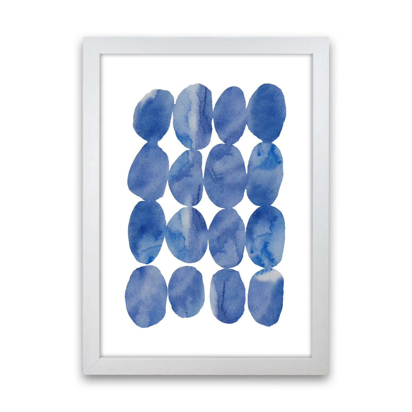Watercolor Blue Stones Art Print by Seven Trees Design White Grain