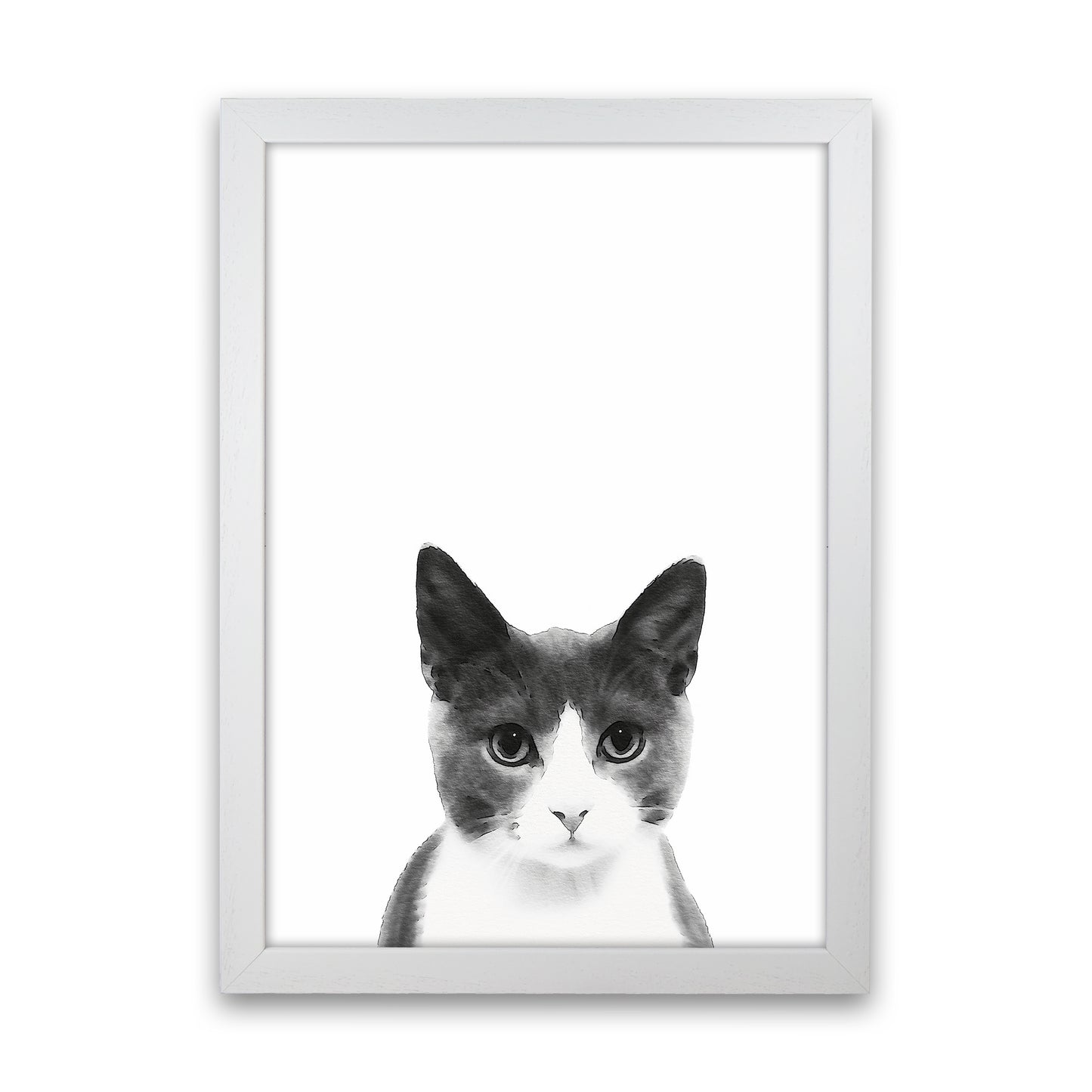 Watercolor Cat Art Print by Seven Trees Design White Grain