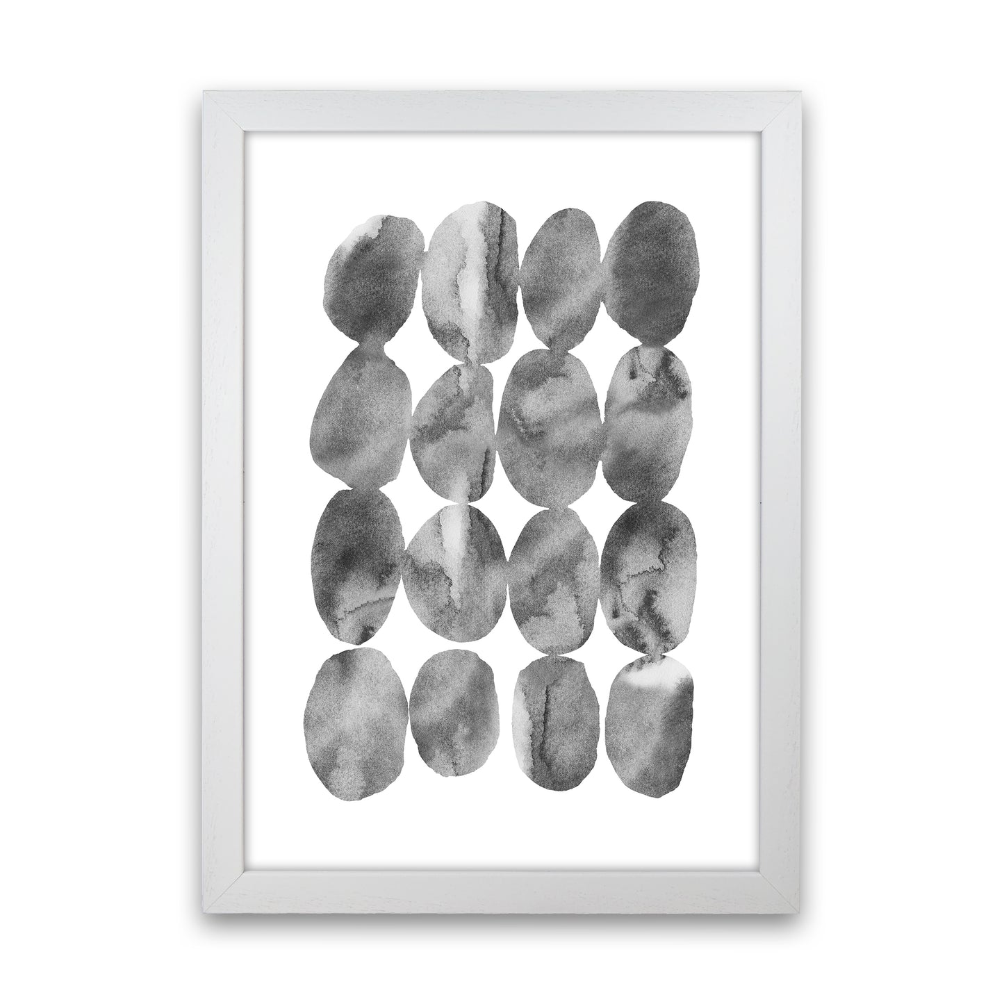 Watercolor Grey Stones Art Print by Seven Trees Design White Grain