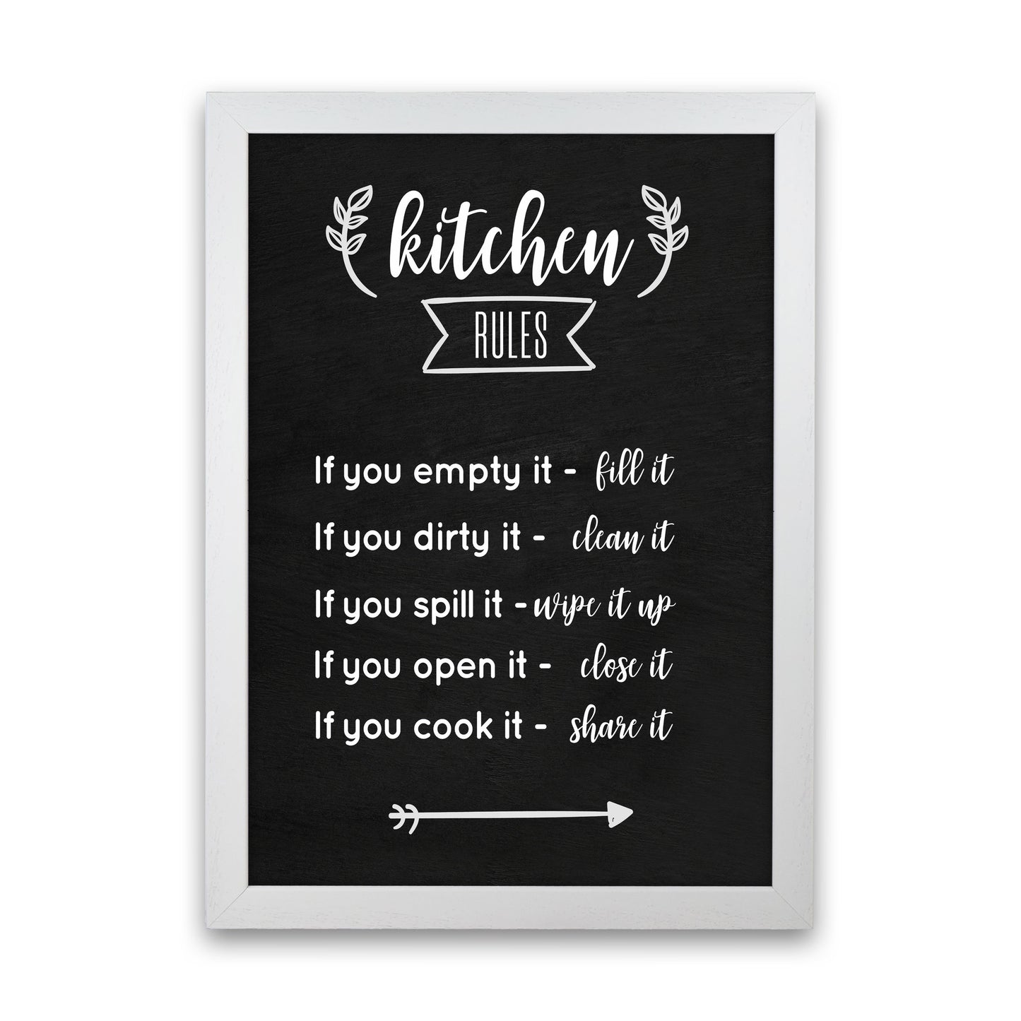 Kitchen rules Art Print by Seven Trees Design White Grain