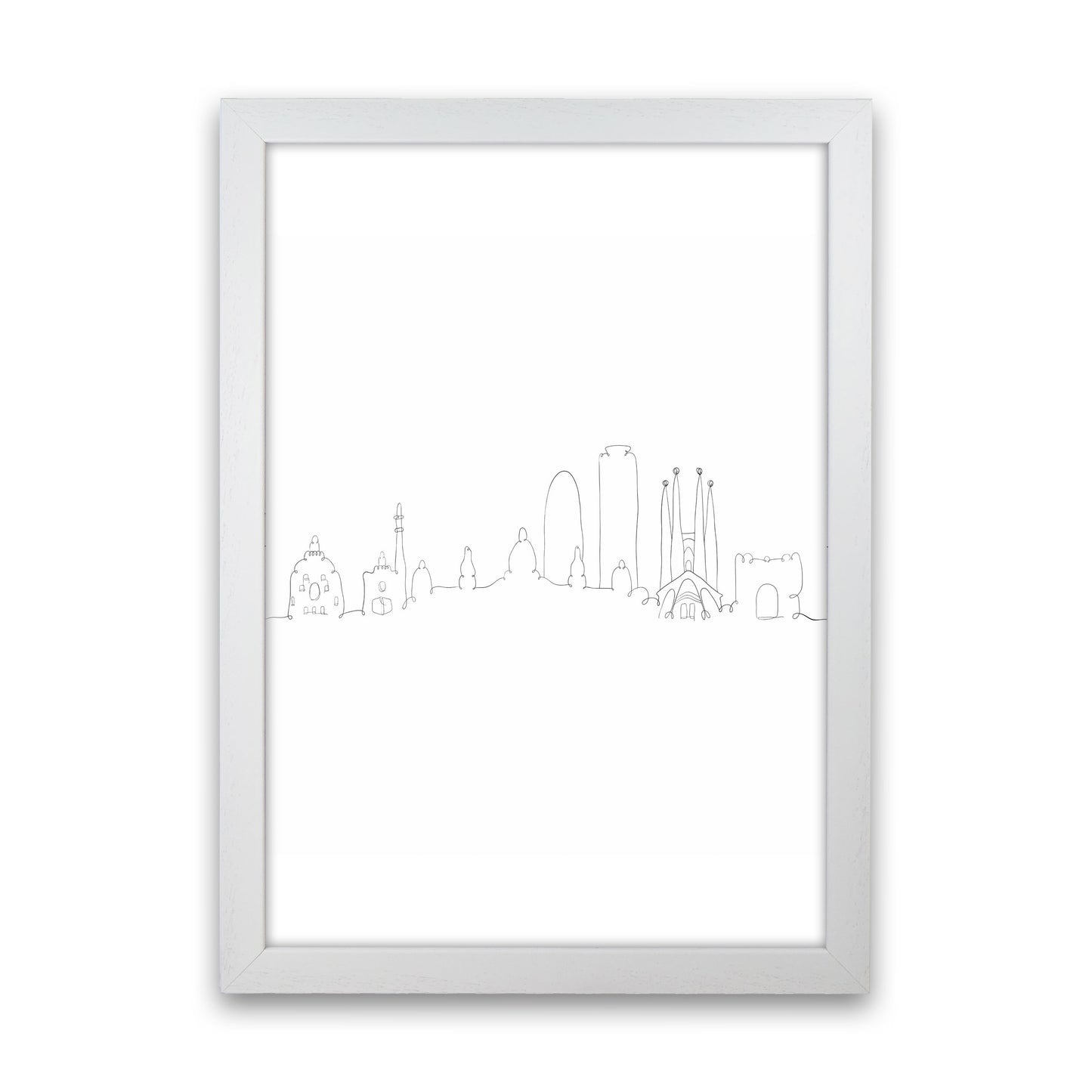 One Line Barcelona Art Print by Seven Trees Design White Grain