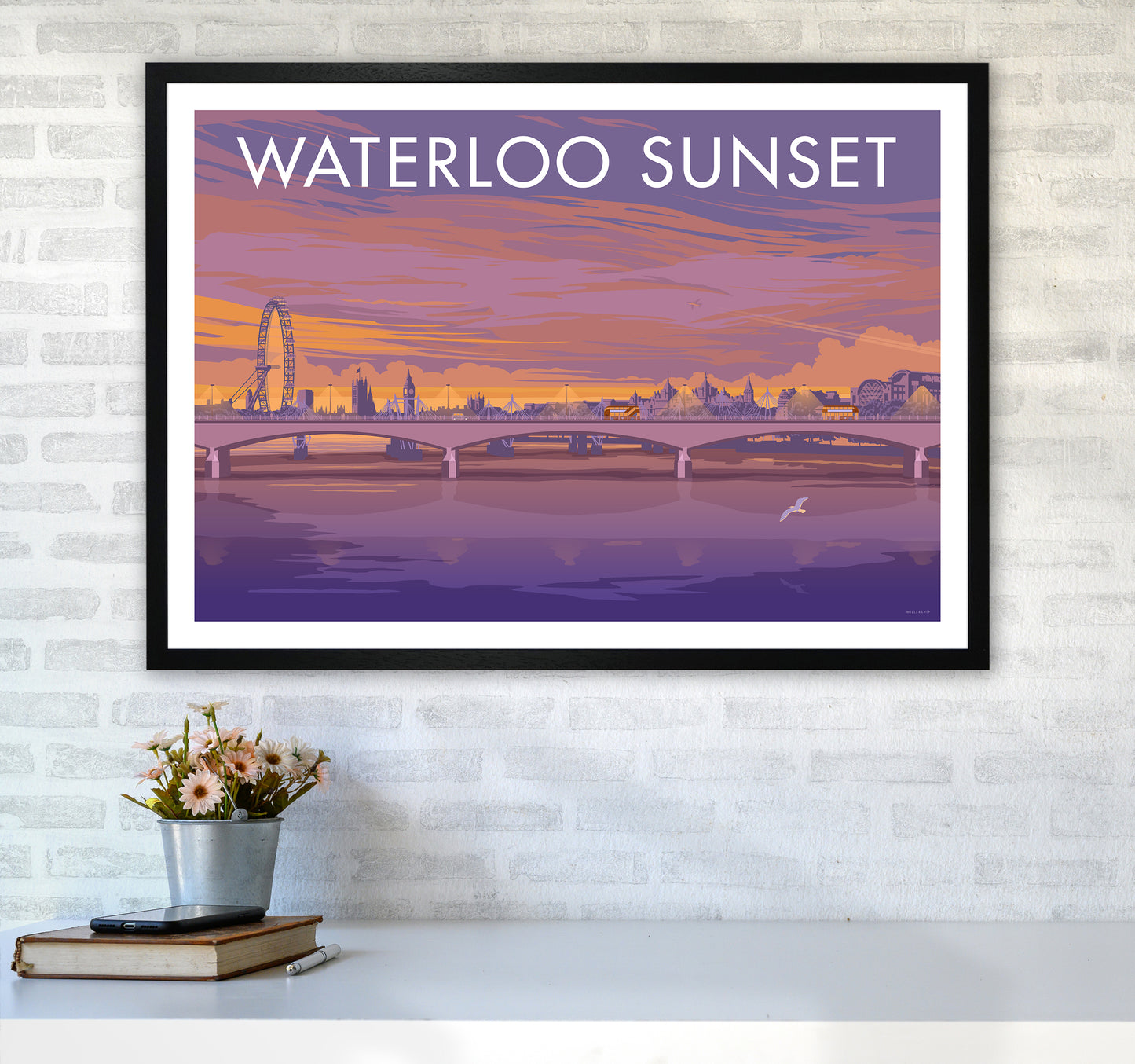 London Waterloo Travel Art Print By Stephen Millership A1 White Frame