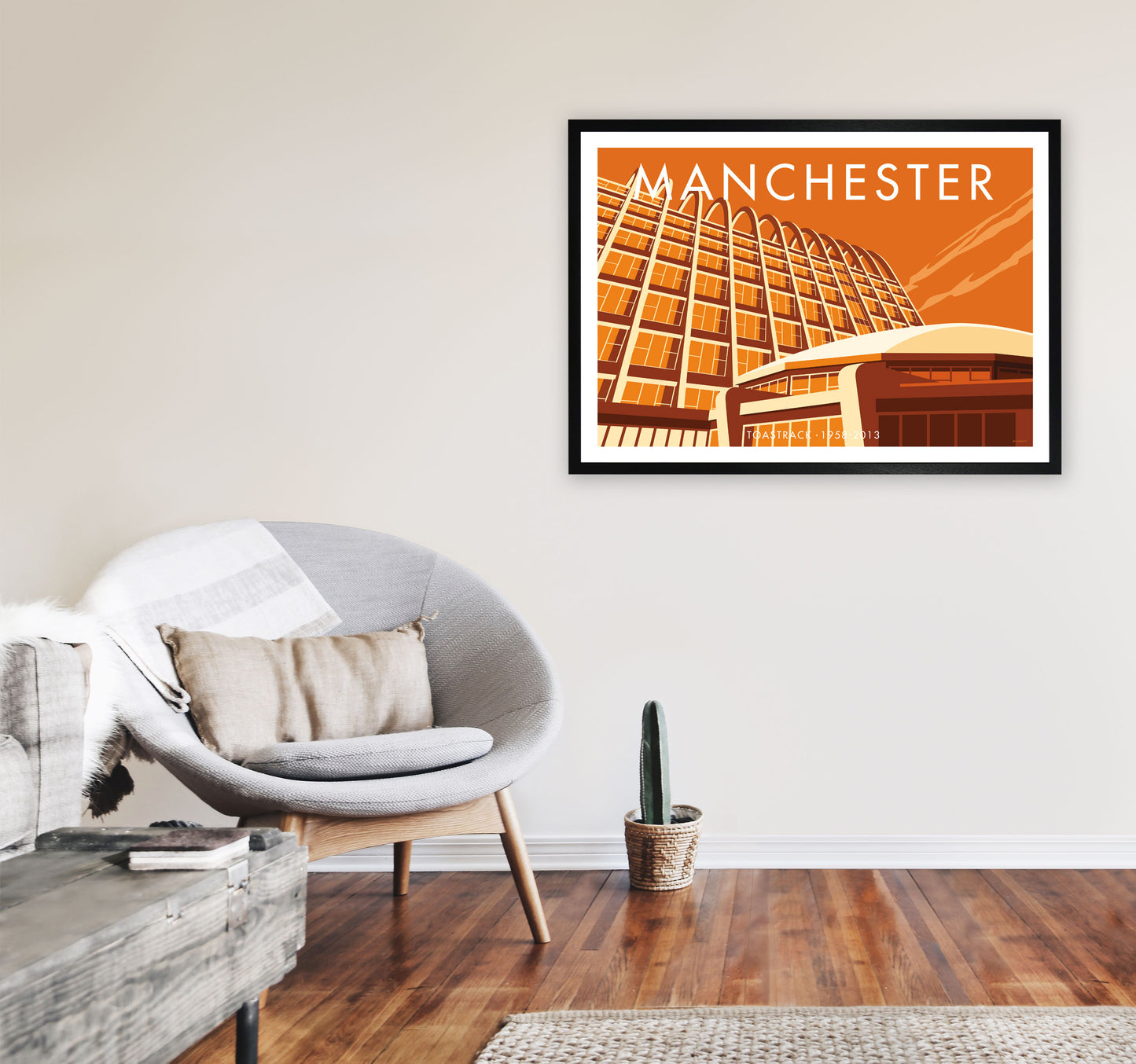 Manchester by Stephen Millership A1 White Frame