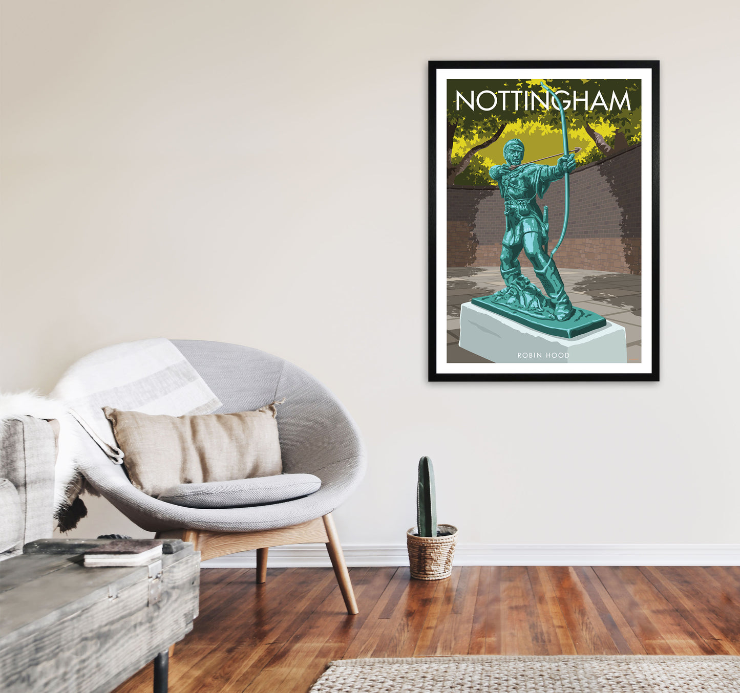 Nottingham Art Print by Stephen Millership A1 White Frame