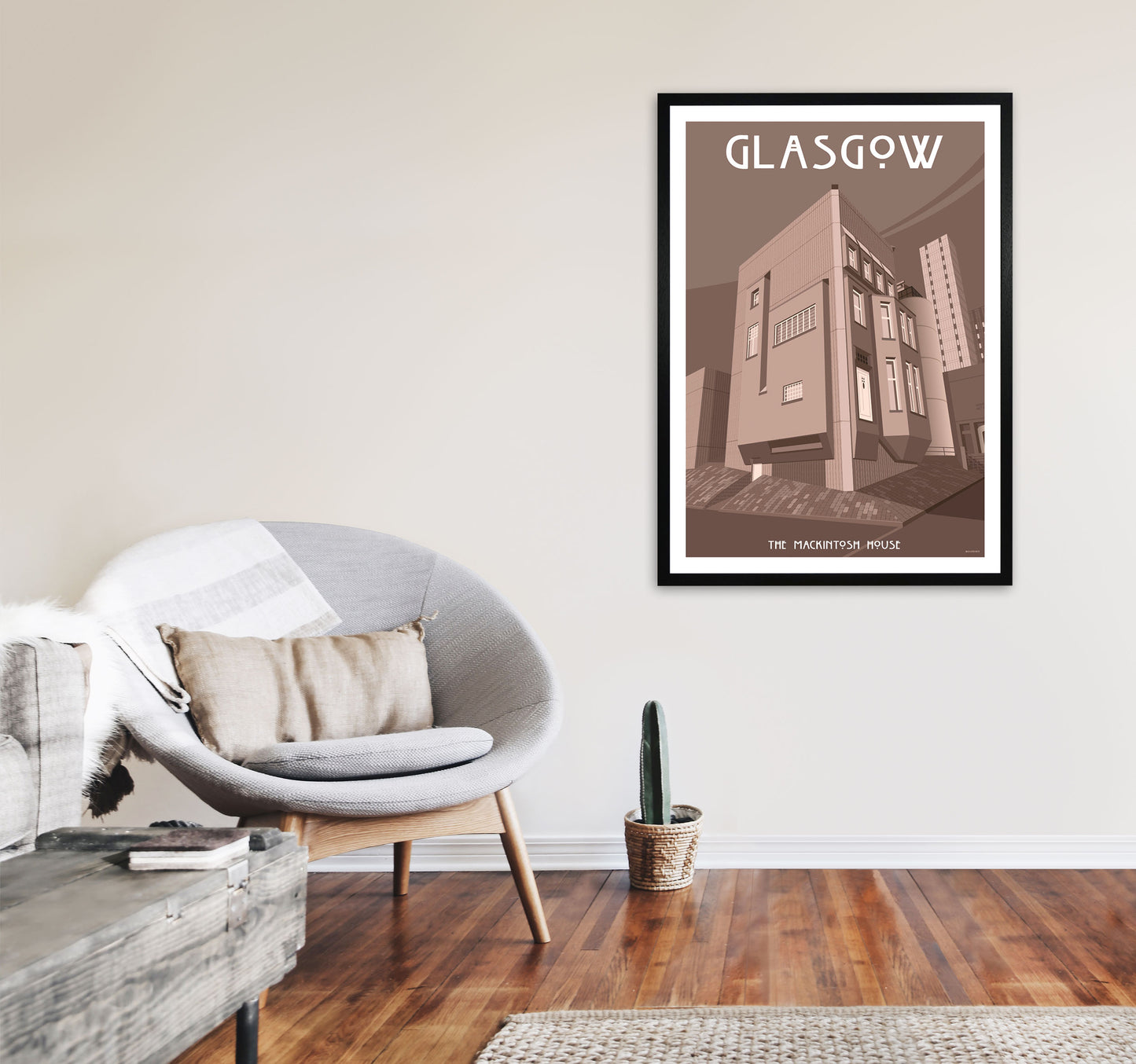 Glasgow Art Print by Stephen Millership A1 White Frame