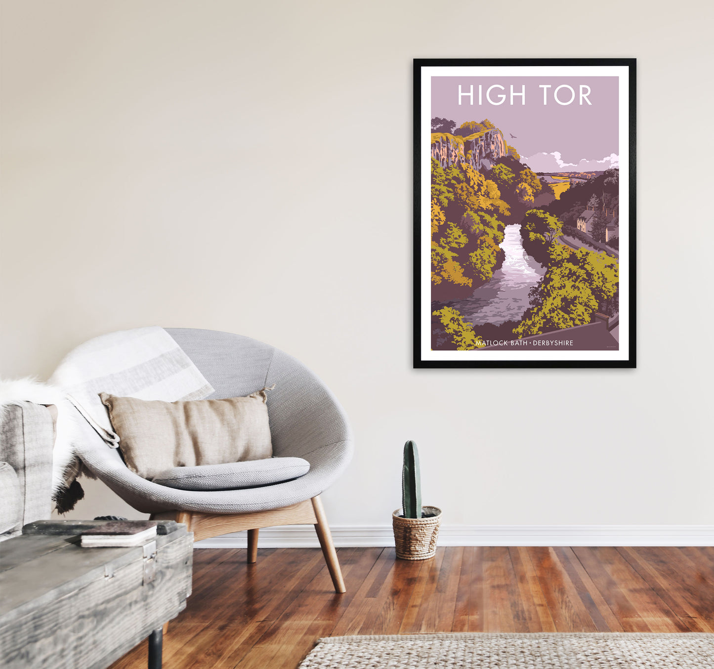High Tor Art Print by Stephen Millership A1 White Frame