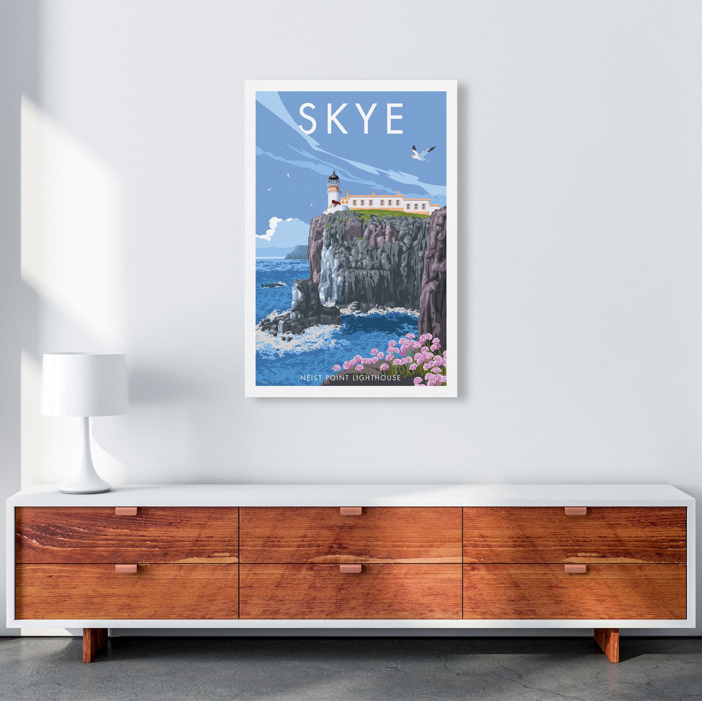 Neist Point Lighthouse Skye Art Print by Stephen Millership A1 Canvas