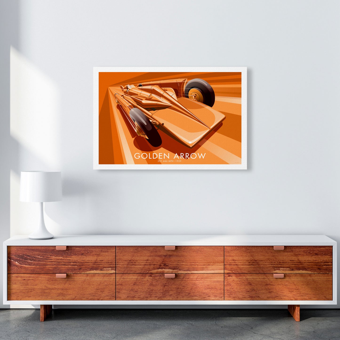 The Golden Arrow Art Print by Stephen Millership, Framed Transport Poster A1 Canvas