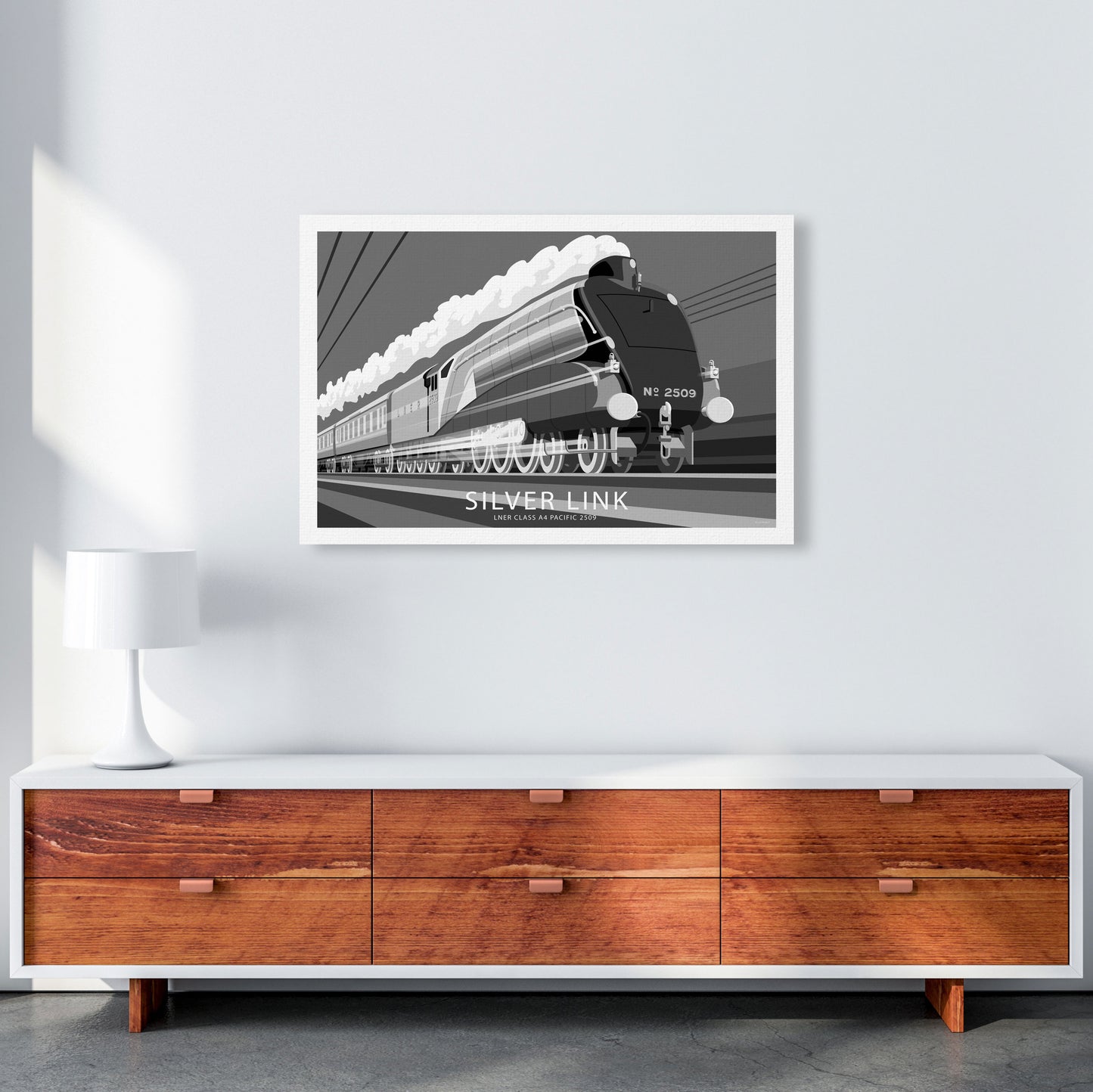 The Silver Link Art Print by Stephen Millership, Framed Transport Poster A1 Canvas