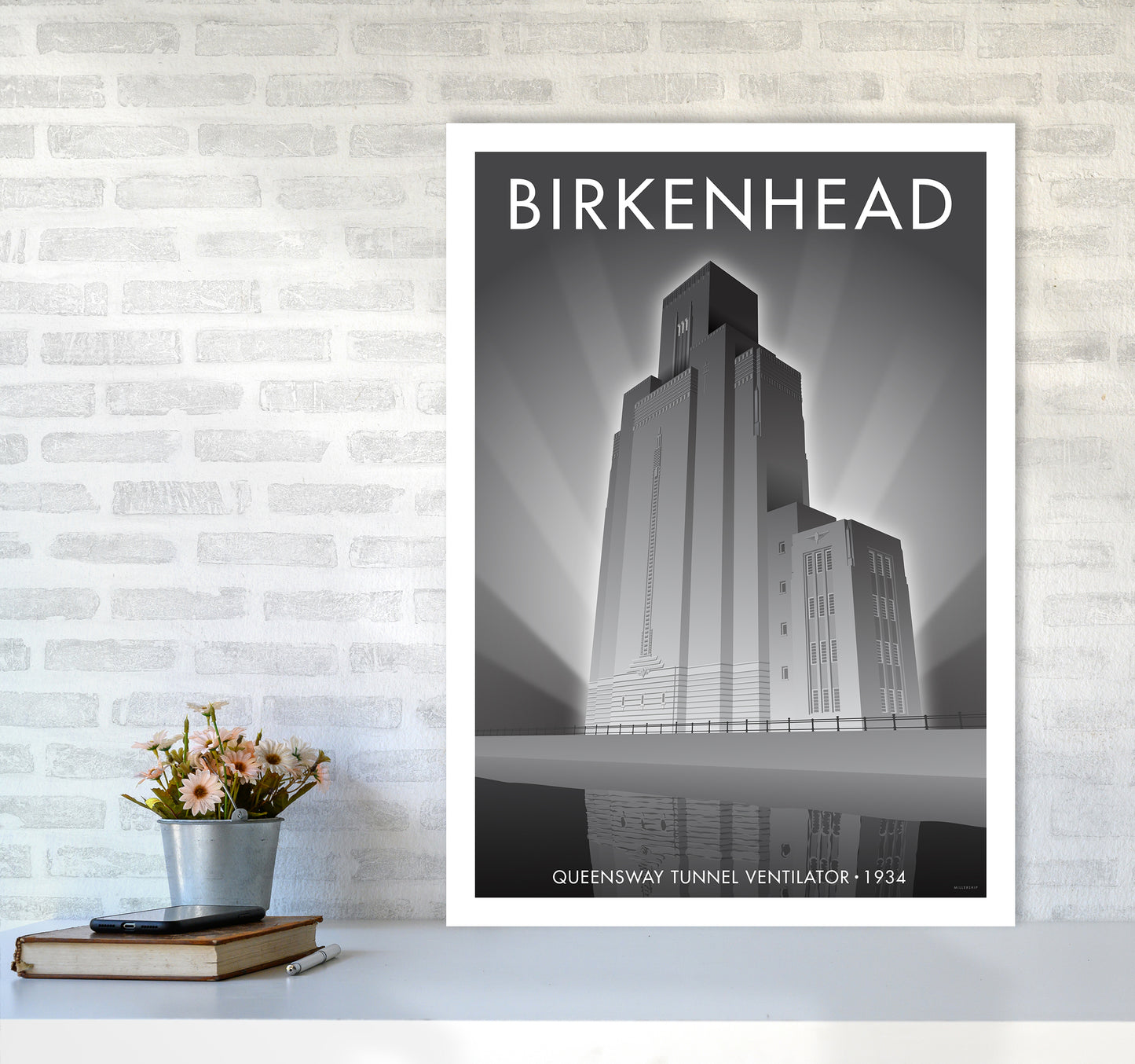 Birkenhead Queensway Tunnel Travel Art Print By Stephen Millership A1 Black Frame