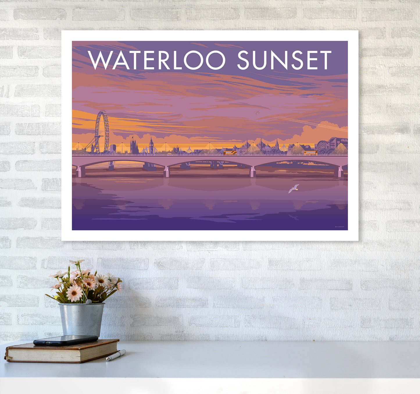 London Waterloo Travel Art Print By Stephen Millership A1 Black Frame