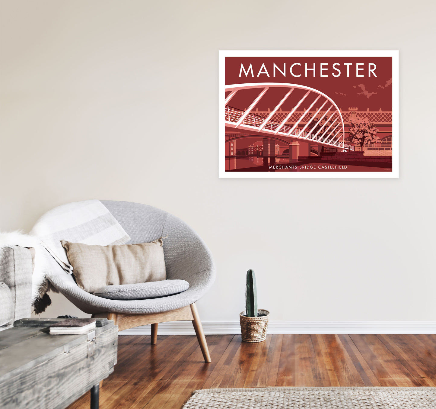 Manchester by Stephen Millership A1 Black Frame