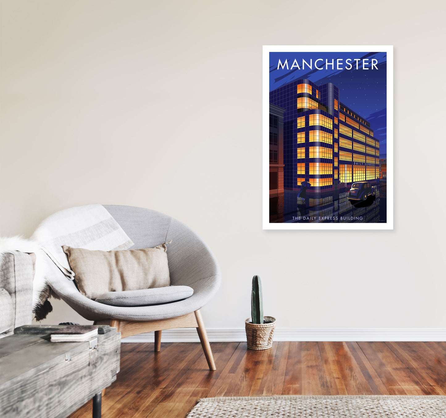 Manchester by Stephen Millership A1 Black Frame