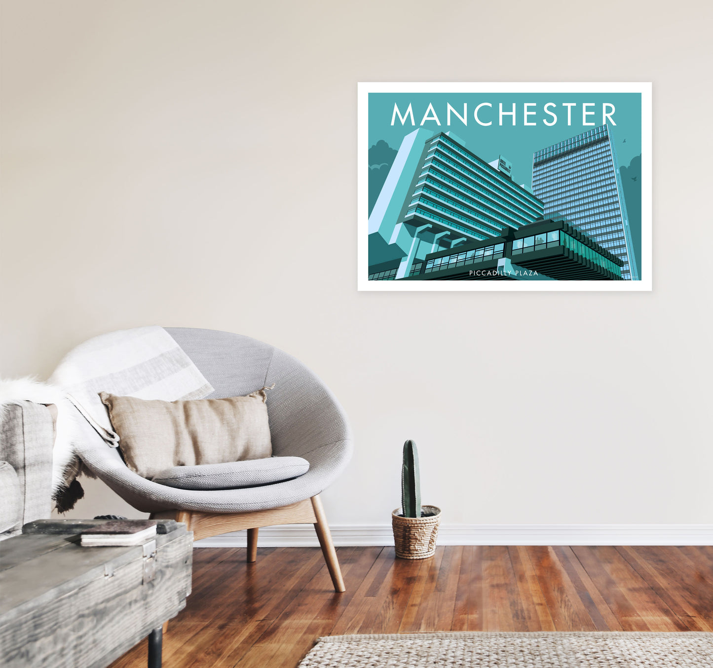 Manchester by Stephen Millership A1 Black Frame