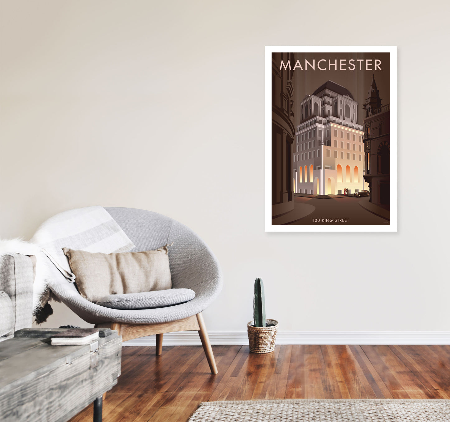 Manchester by Stephen Millership A1 Black Frame