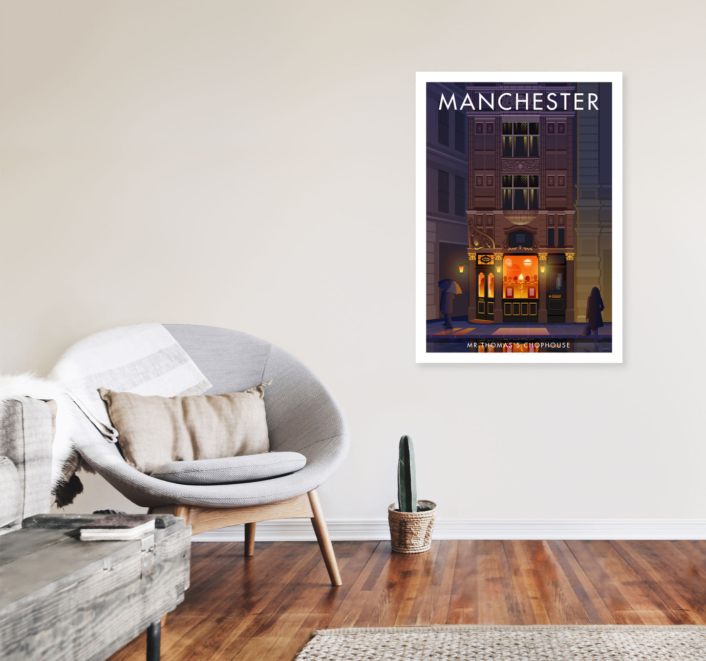 Mr Thomas's Chophouse Manchester Art Print by Stephen Millership A1 Black Frame