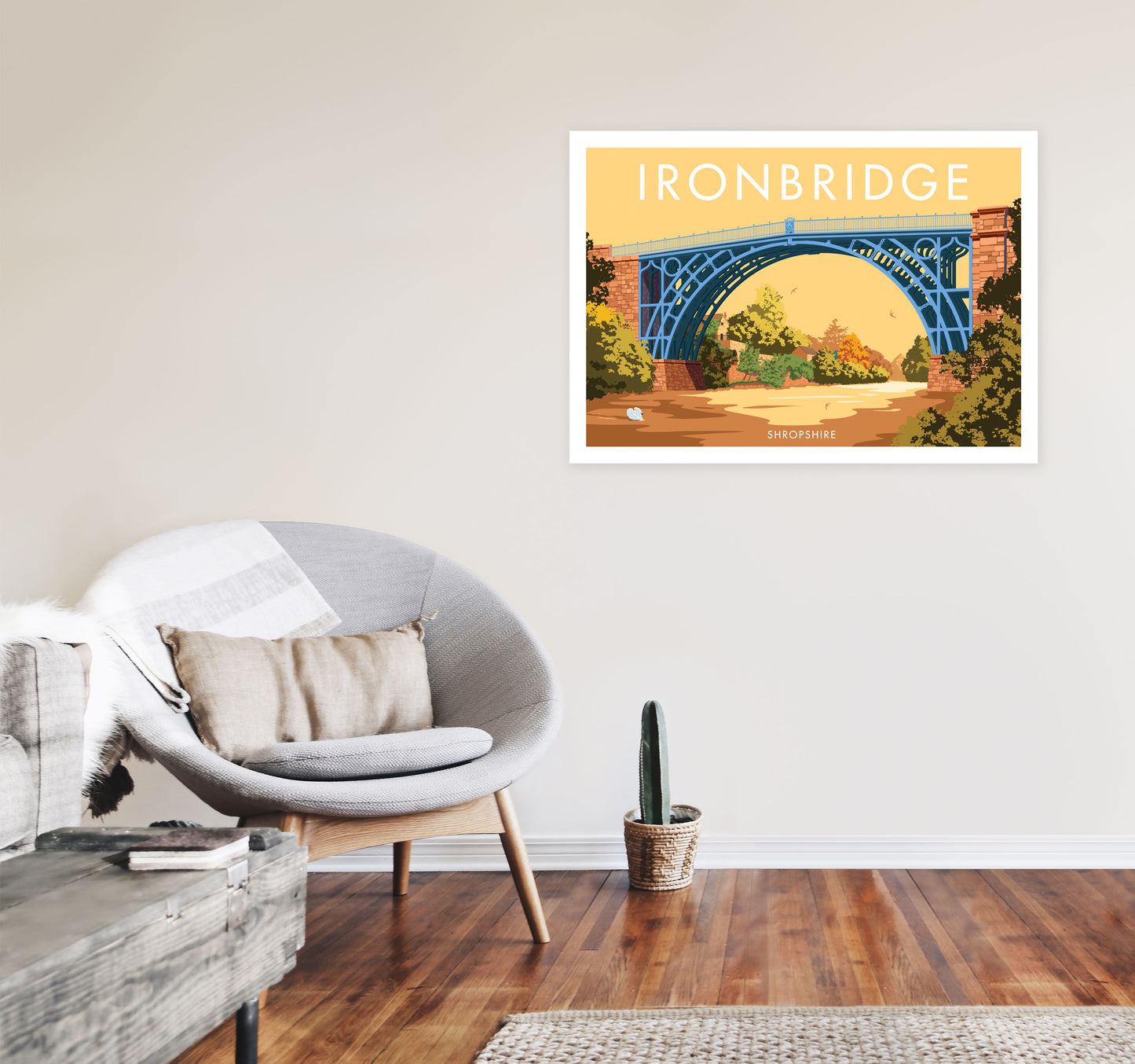 The Iron Bridge Shropshire Art Print by Stephen Millership A1 Black Frame