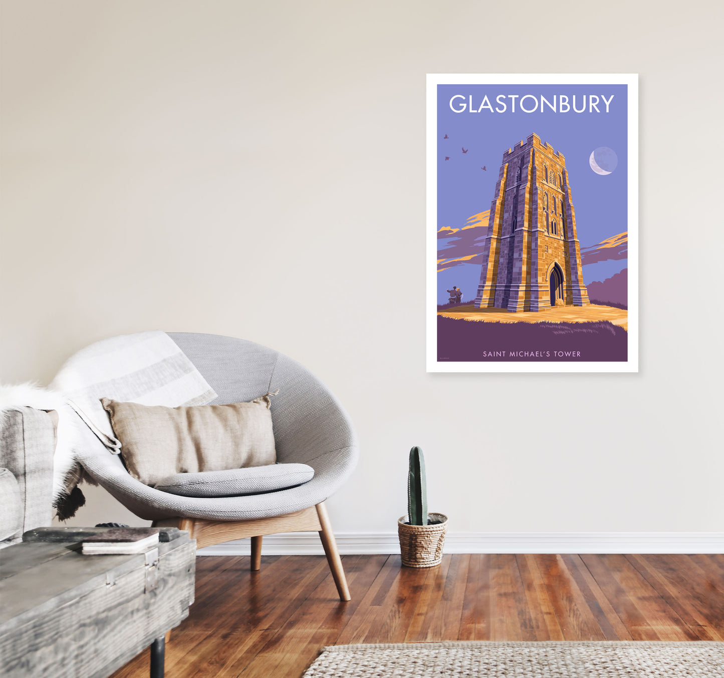 Saint Michael's Tower Glastonbury Art Print by Stephen Millership A1 Black Frame