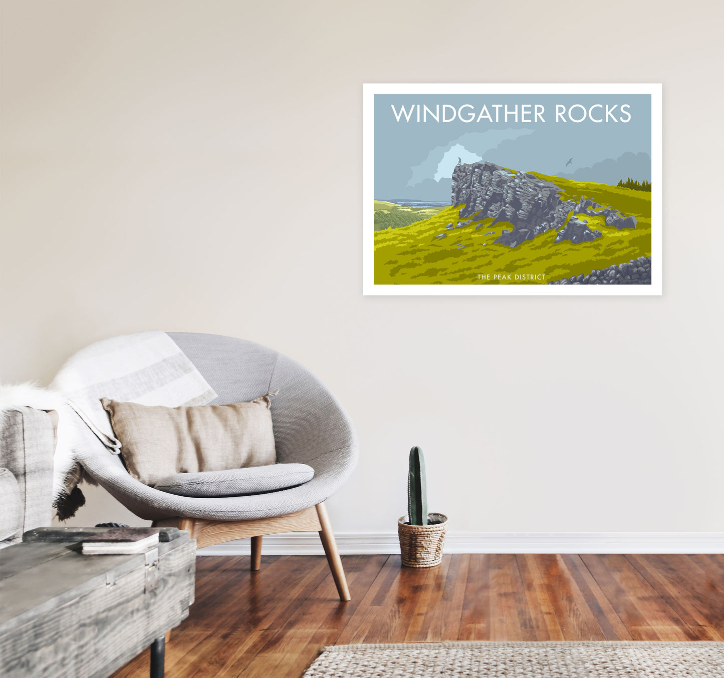 Windgather Rocks Derbyshire Travel Art Print by Stephen Millership A1 Black Frame
