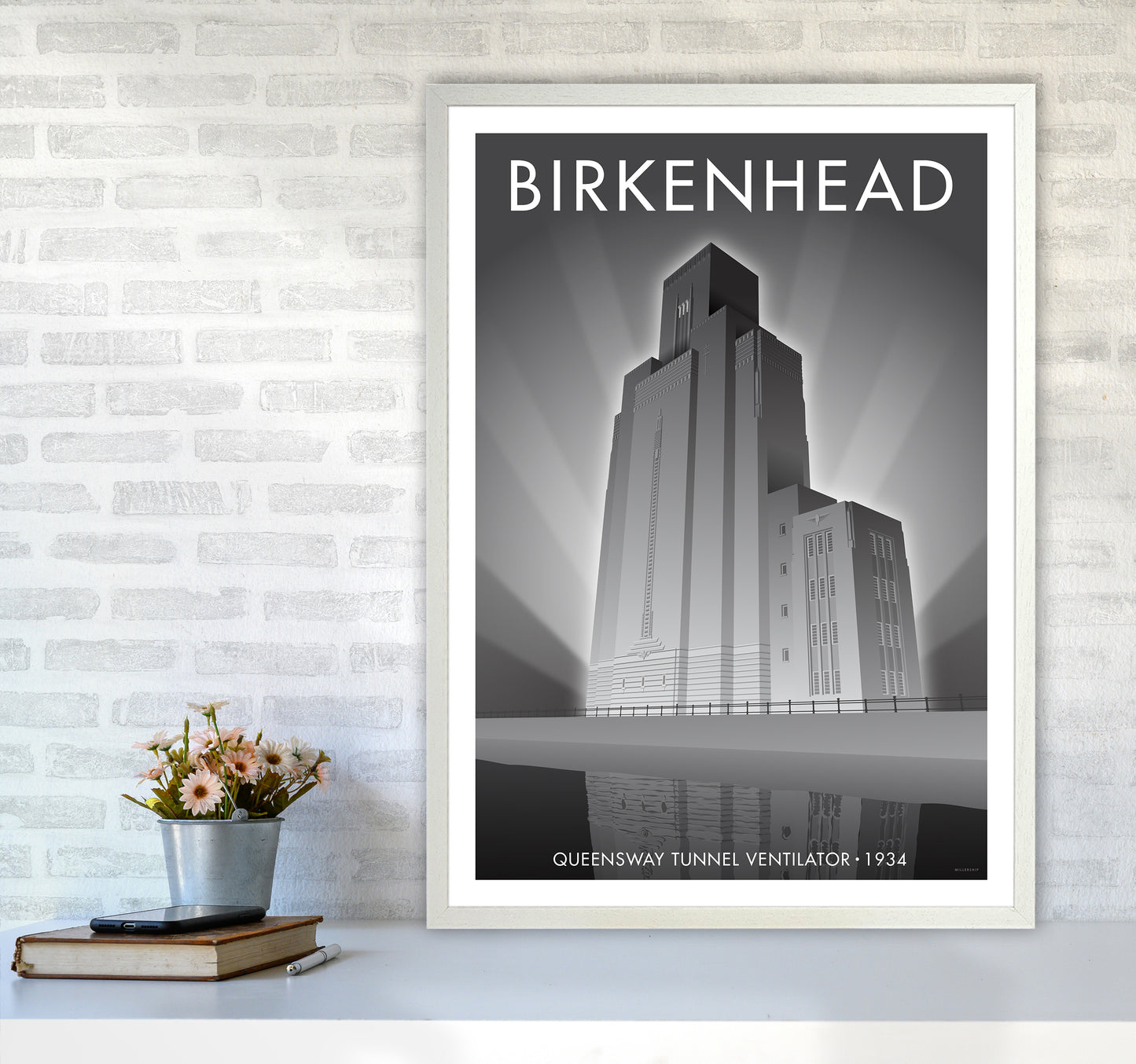 Birkenhead Queensway Tunnel Travel Art Print By Stephen Millership A1 Oak Frame