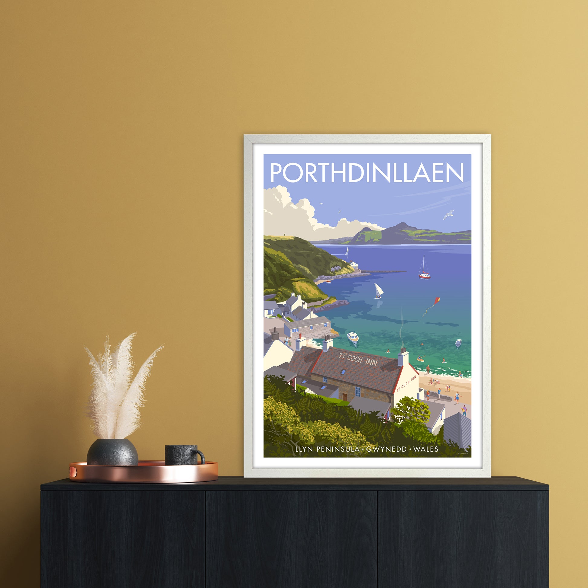 Wales Porthdinllaen Art Print by Stephen Millership A1 Oak Frame
