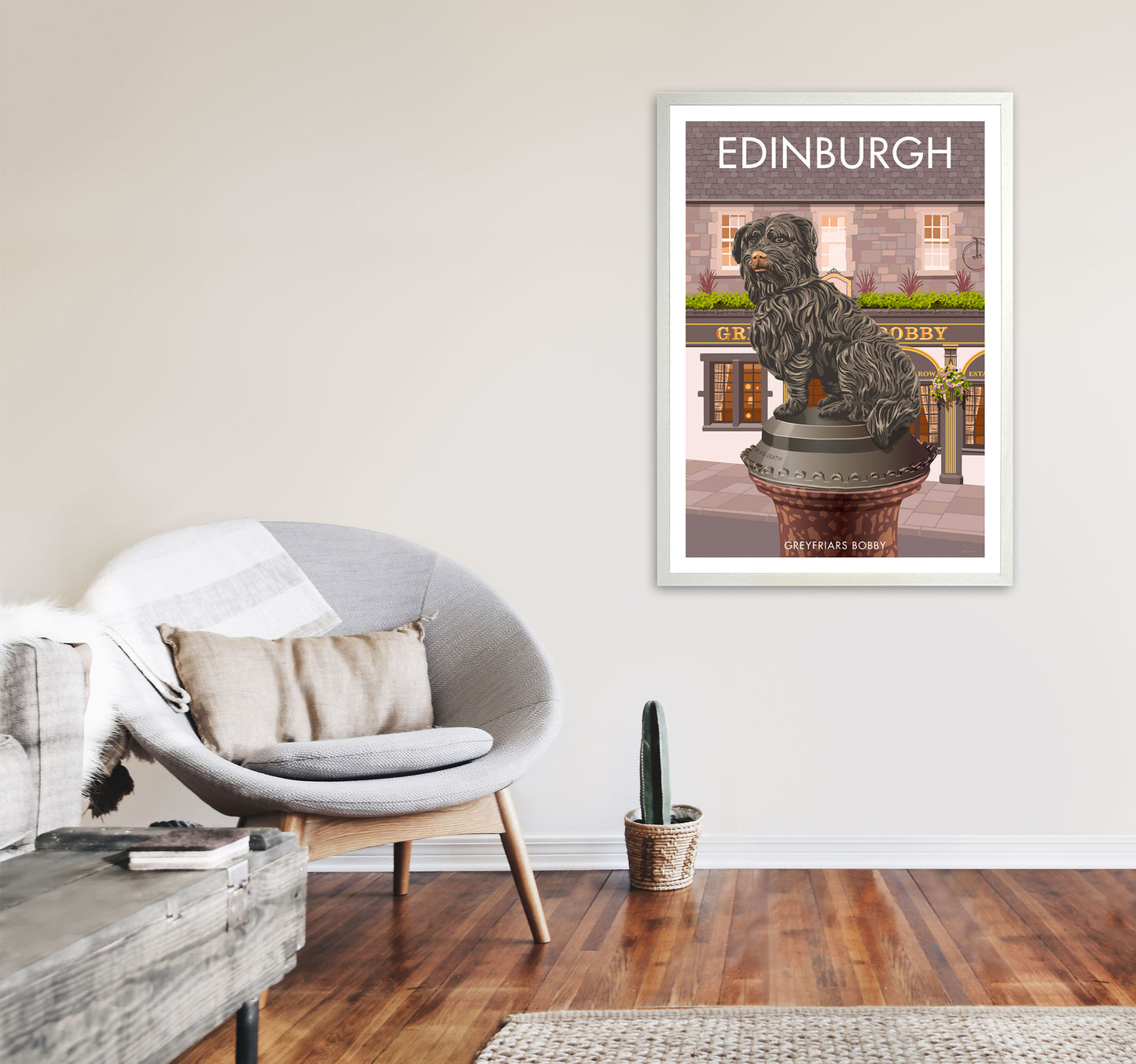 Edinburgh Art Print by Stephen Millership A1 Oak Frame