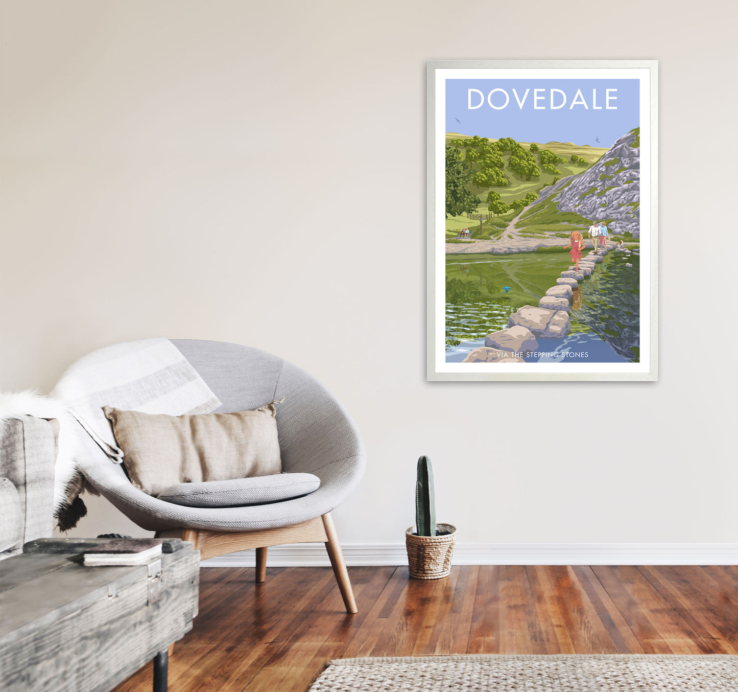 Dovedale Derbyshire Travel Art Print by Stephen Millership A1 Oak Frame