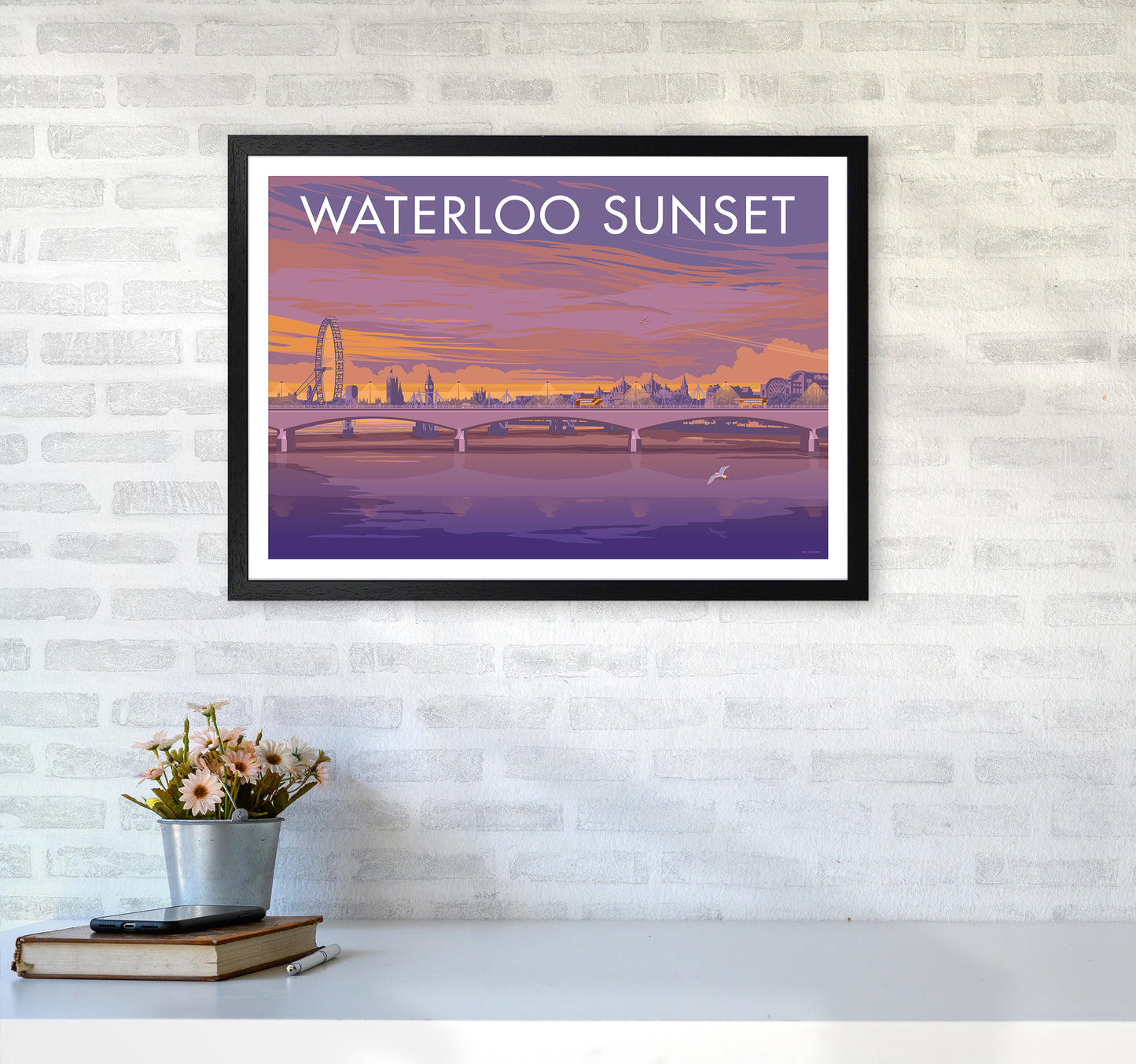 London Waterloo Travel Art Print By Stephen Millership A2 White Frame