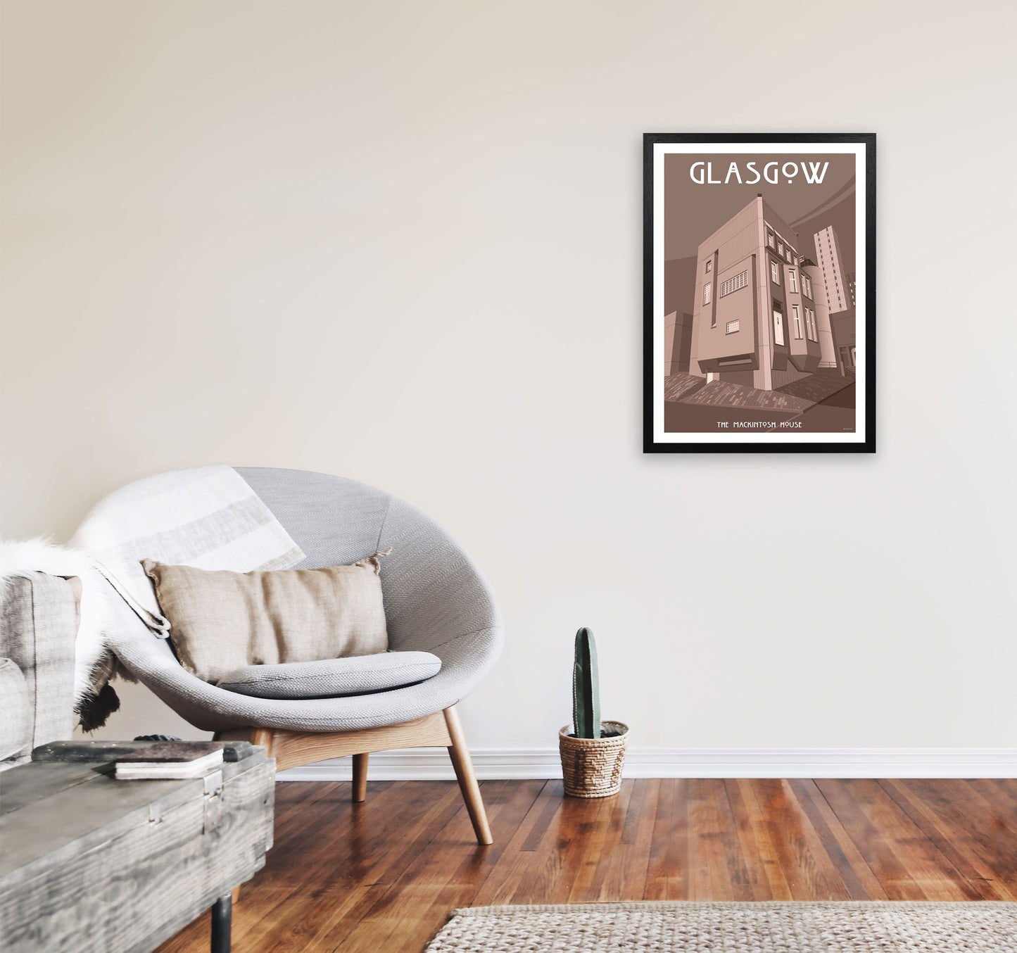 Glasgow Art Print by Stephen Millership A2 White Frame