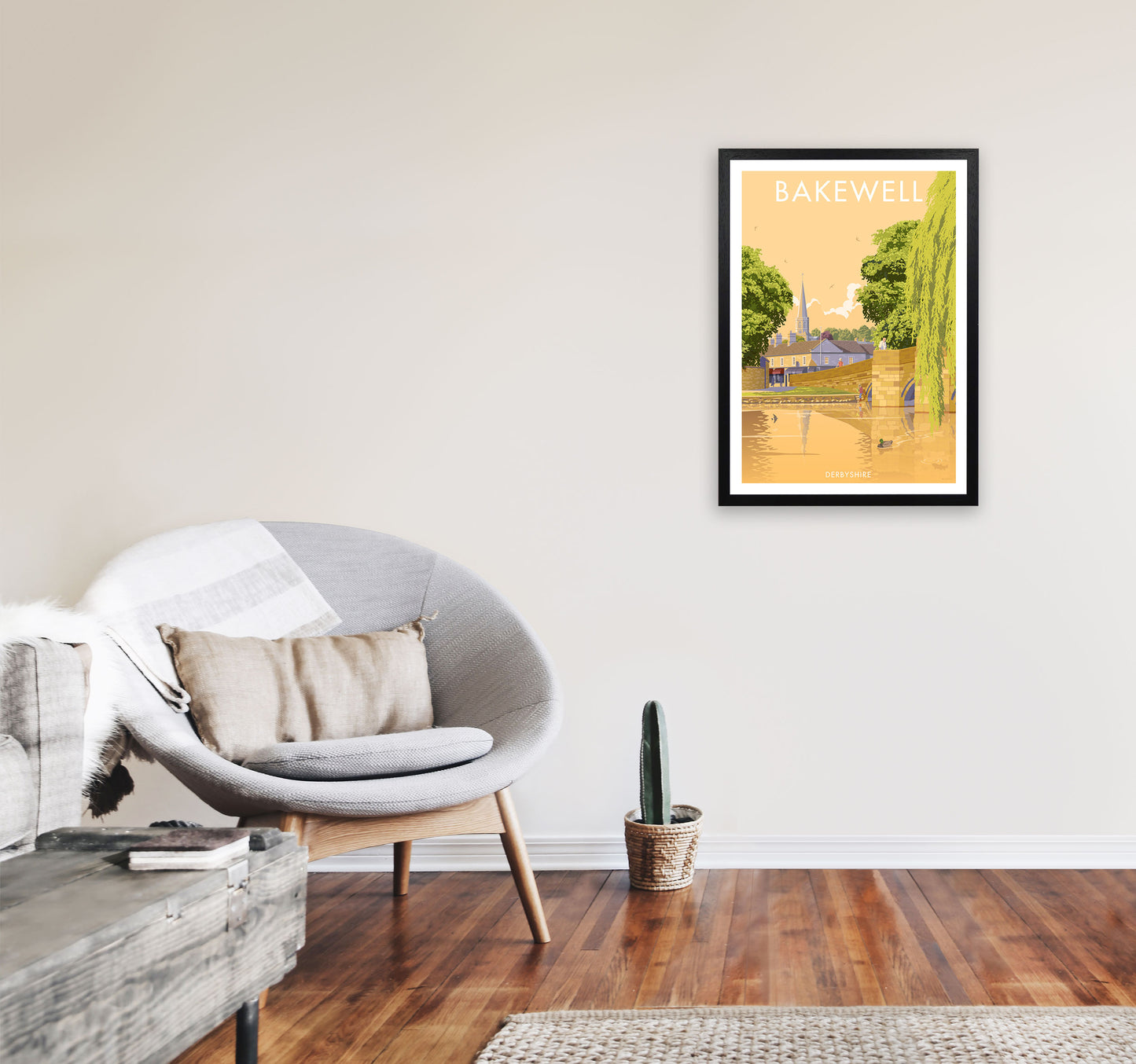 Bakewell Derbyshire Travel Art Print by Stephen Millership A2 White Frame