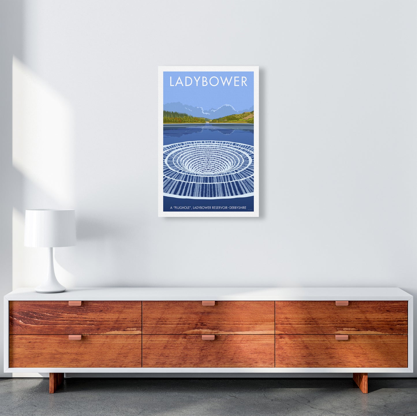 Derbyshire Ladybower Travel Art Print By Stephen Millership A2 Canvas