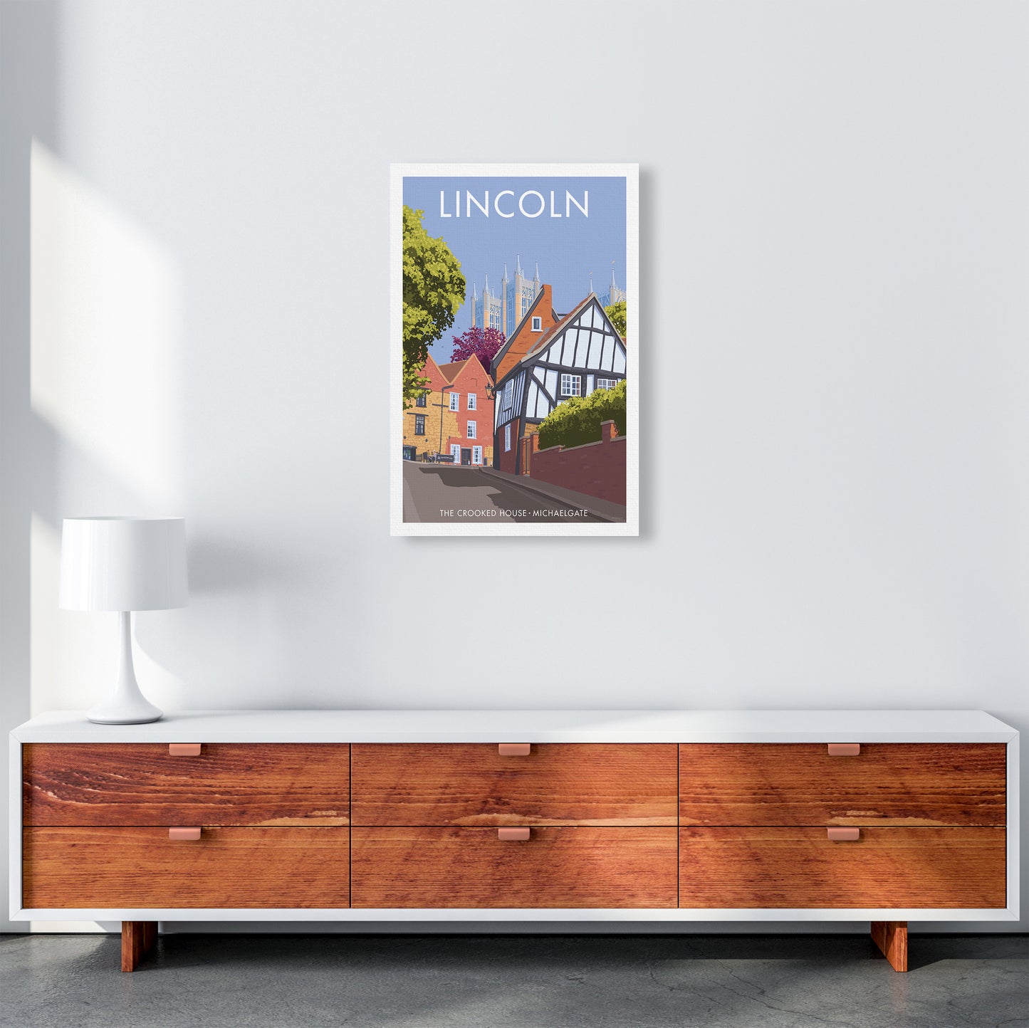 Lincoln Crooked House Travel Art Print By Stephen Millership A2 Canvas