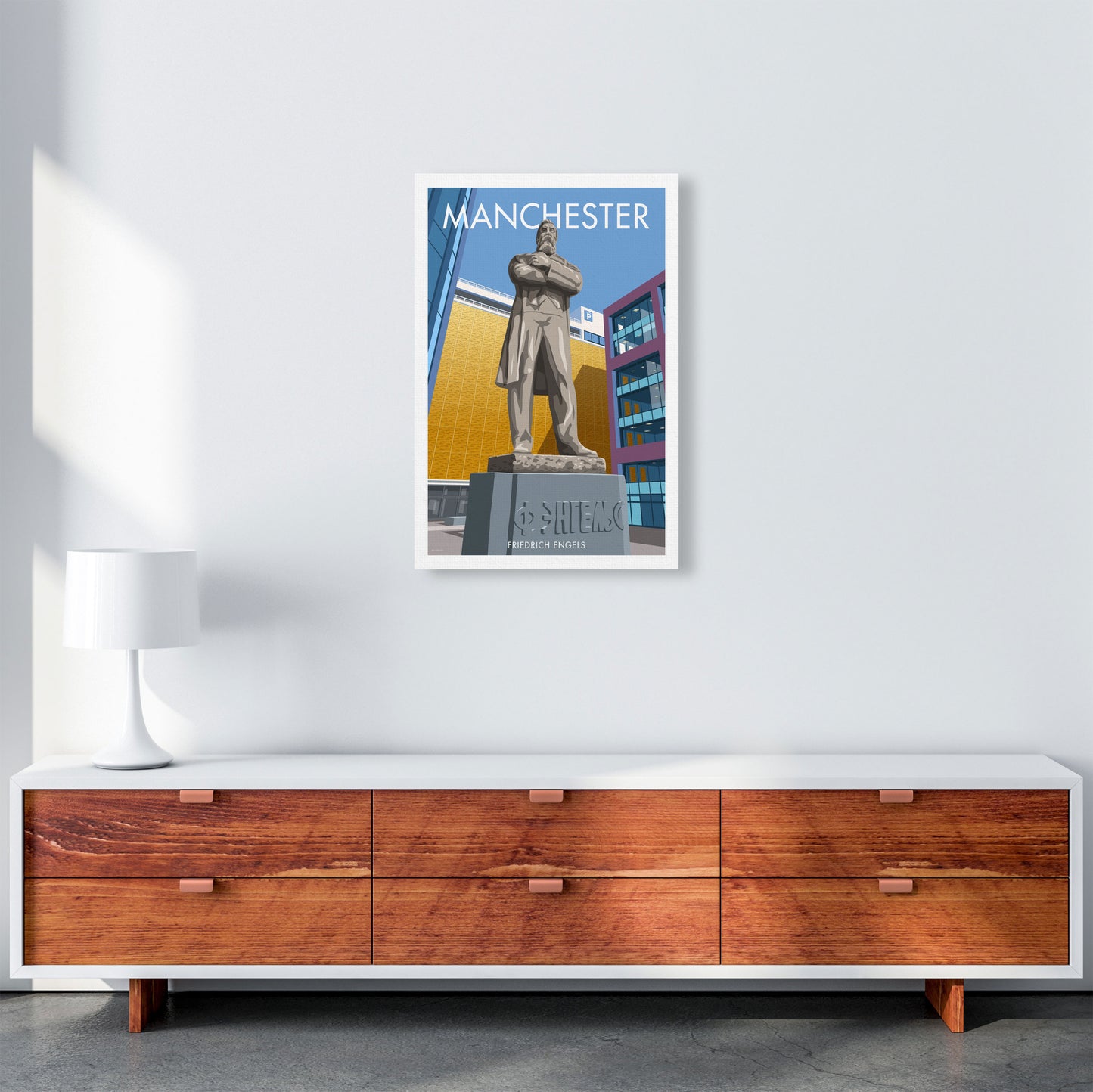 Manchester Framed Digital Art Print by Stephen Millership A2 Canvas