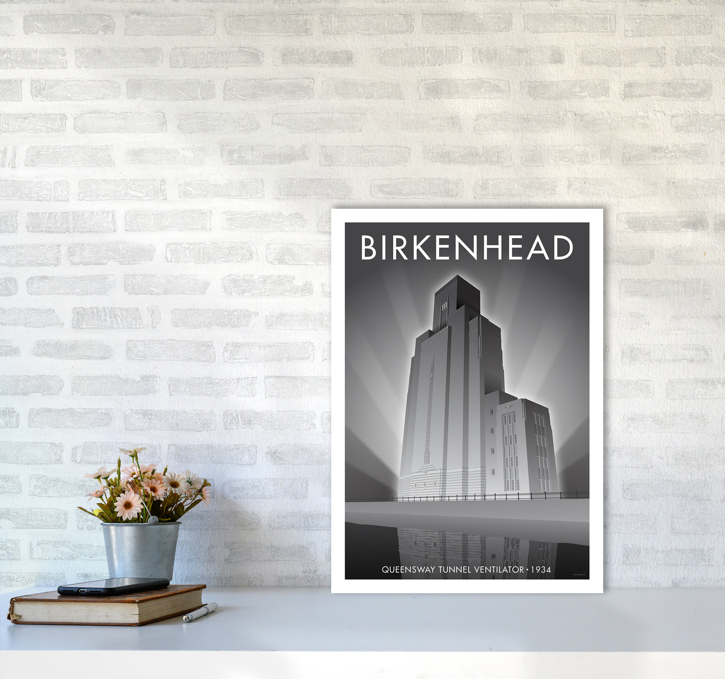 Birkenhead Queensway Tunnel Travel Art Print By Stephen Millership A2 Black Frame