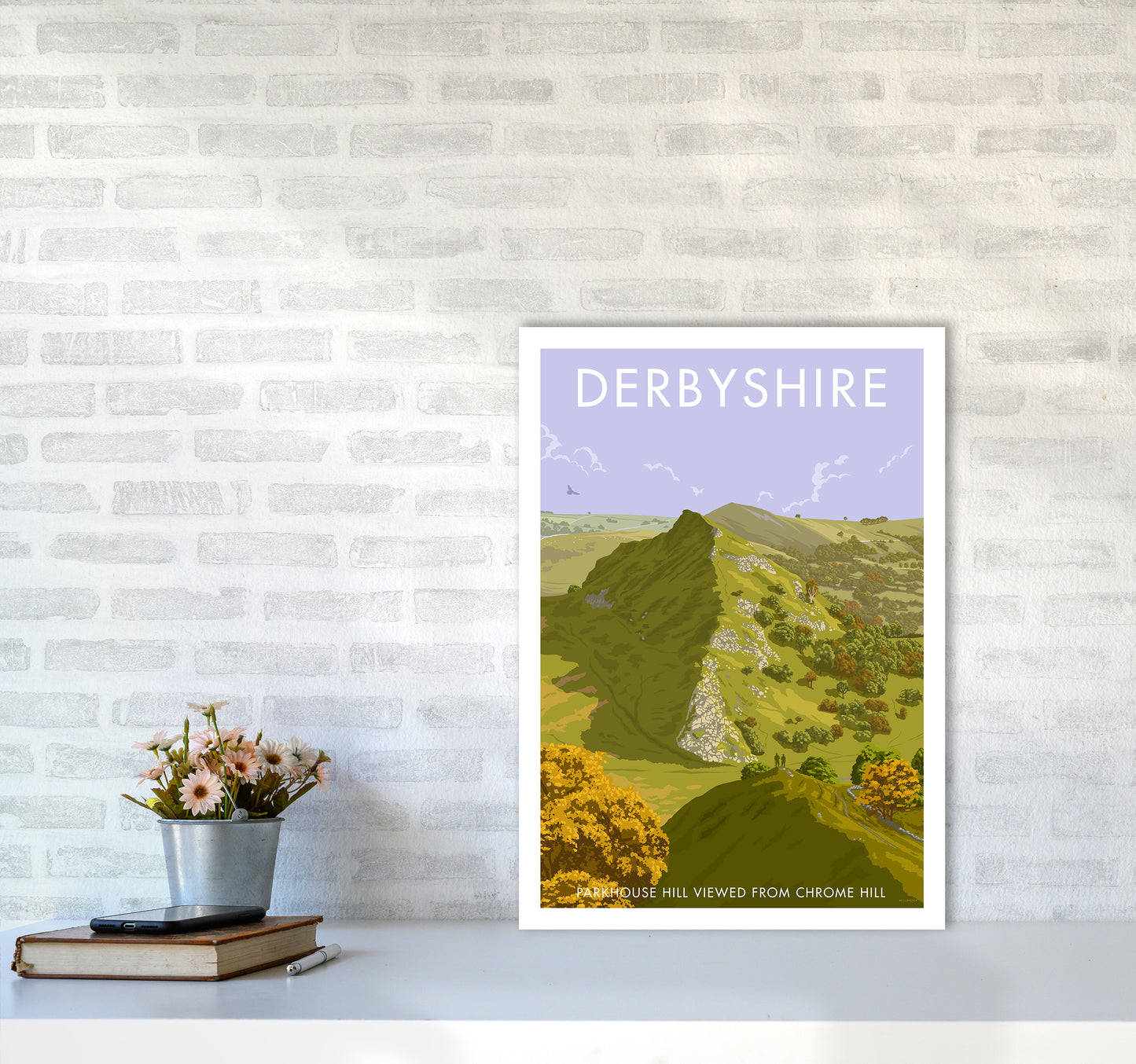 Derbyshire Chrome Hill Travel Art Print By Stephen Millership A2 Black Frame