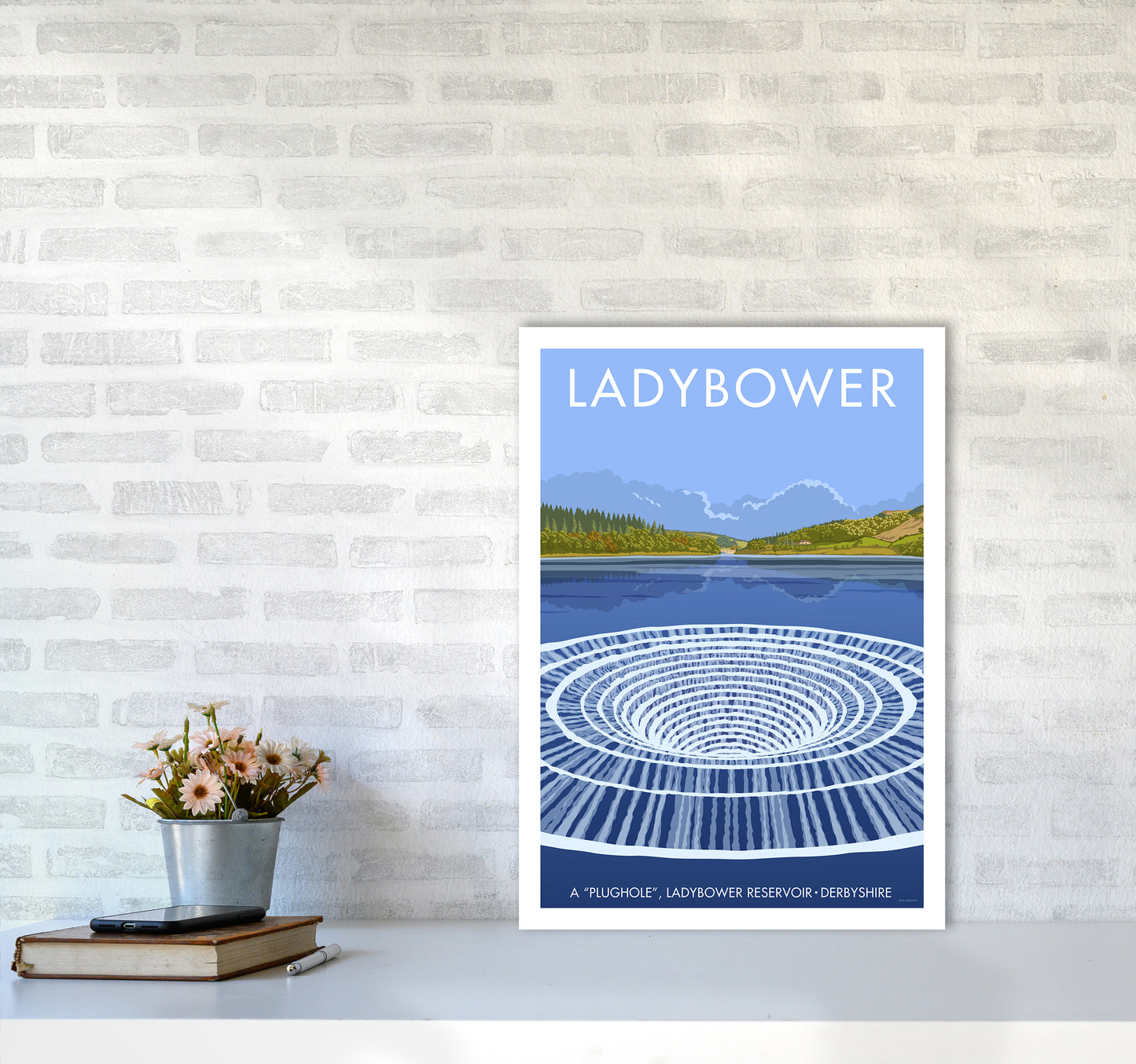 Derbyshire Ladybower Travel Art Print By Stephen Millership A2 Black Frame