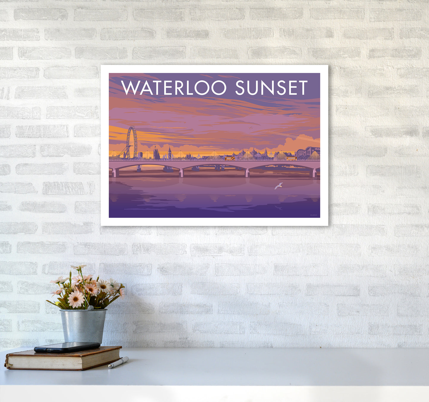 London Waterloo Travel Art Print By Stephen Millership A2 Black Frame
